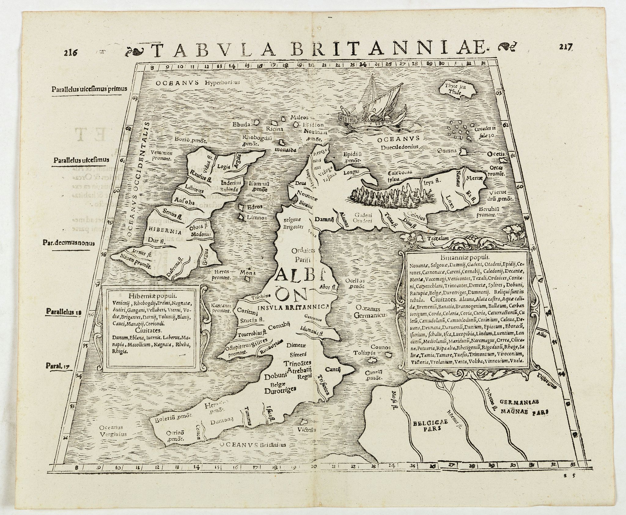 STRABO / MUNSTER, S., Tabula Britanniae. (British Isles), antique map, old maps