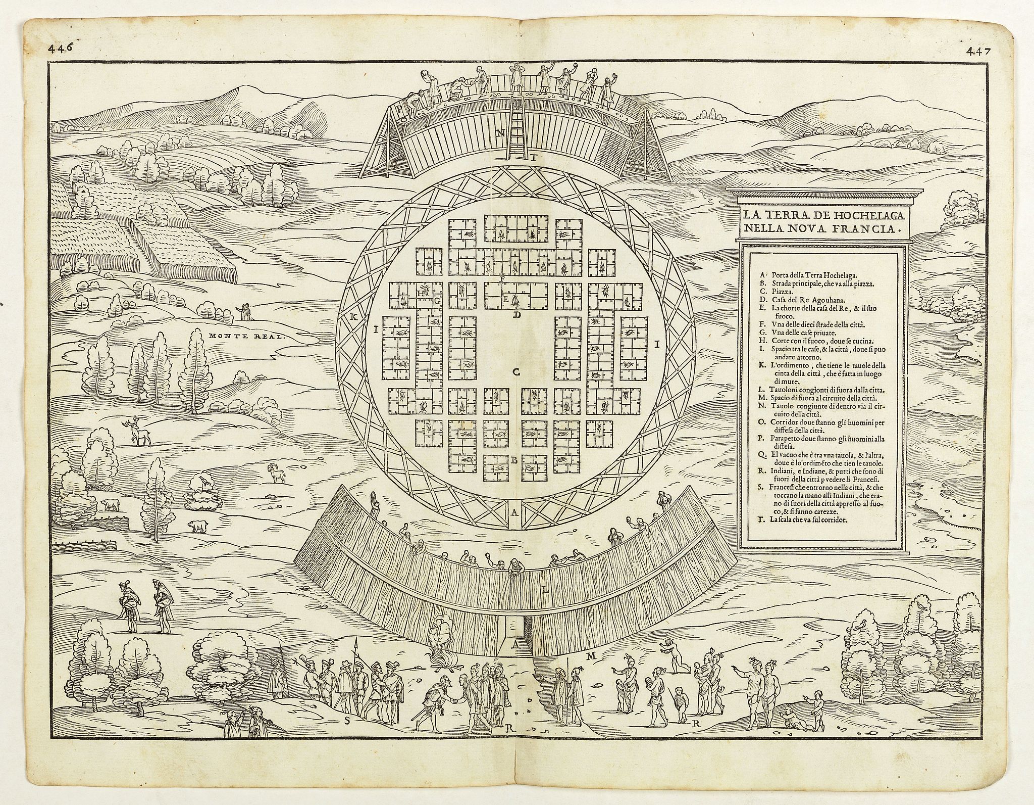 RAMUSIO, G.B., (MONTREAL). La Terra de Hochelaga nella Nova Francia., antique map, old maps