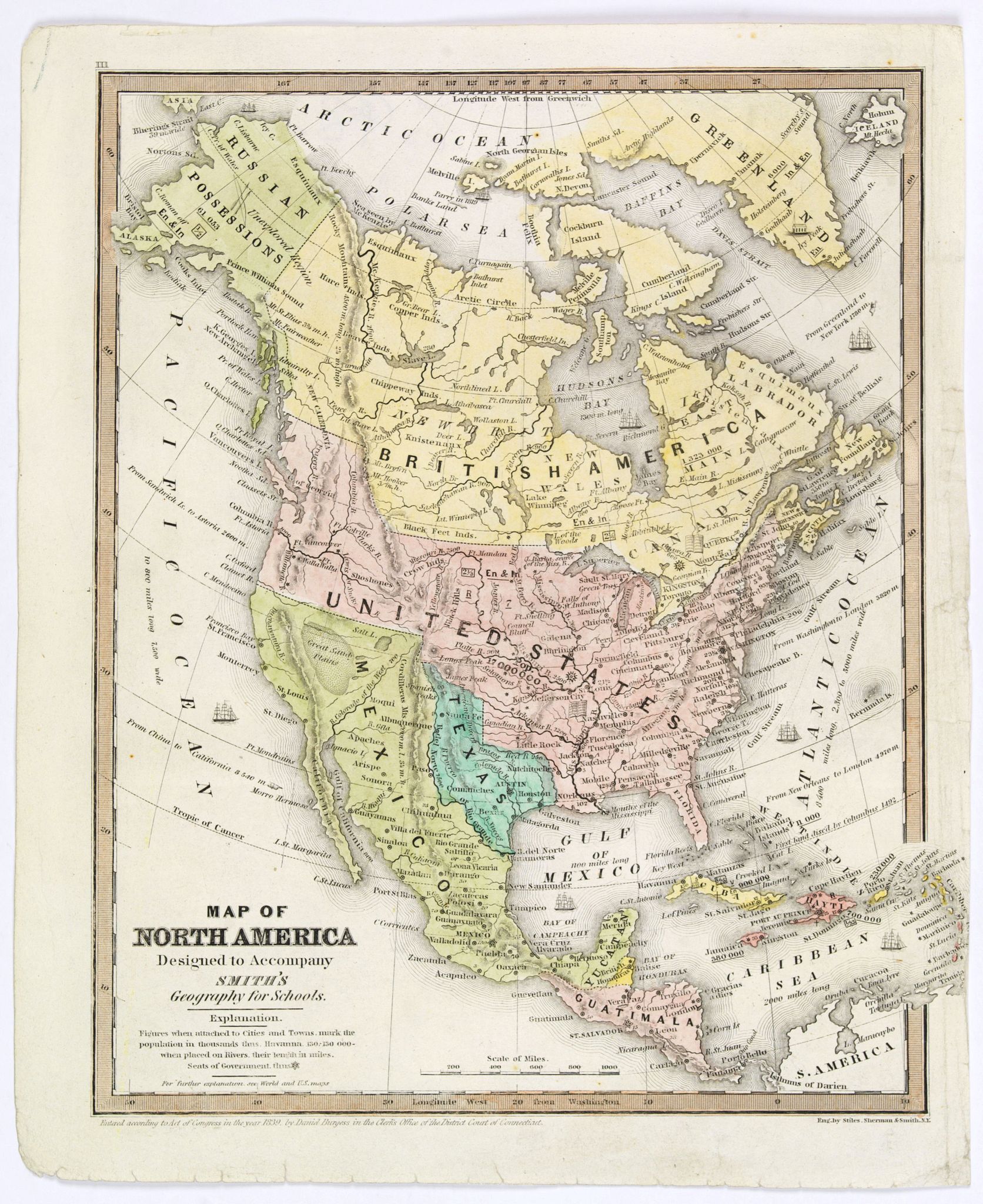 SMITH / BURGESS., Map of North America. . ., antique map, old maps