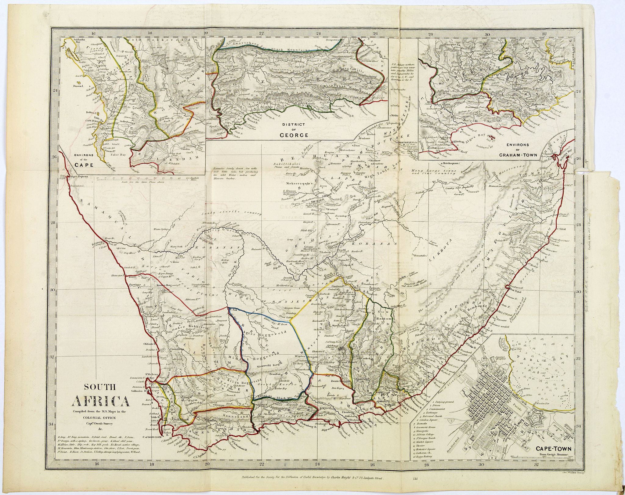 SOCIETY FOR THE DIFFUSION OF USEFUL KNOWLEDGE. [S., South Africa., antique map, old maps