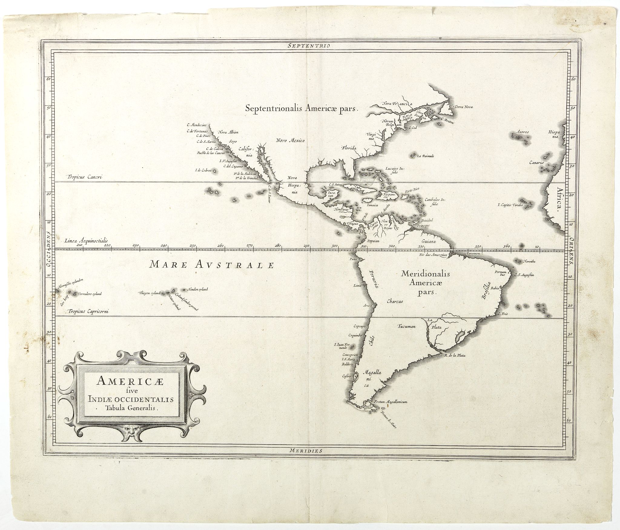 LAET, DE J. / GERITSZ, H., Americae sive Indiae Occidentalis., antique map, old maps