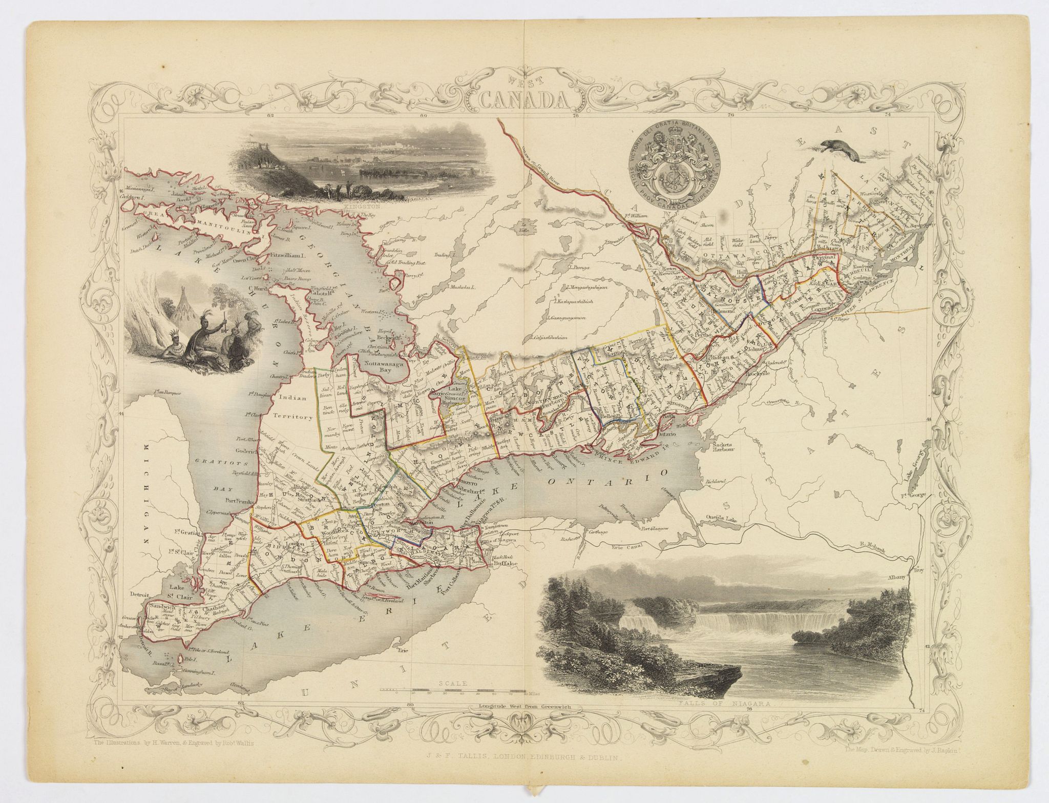 TALLIS, John., West Canada., antique map, old maps