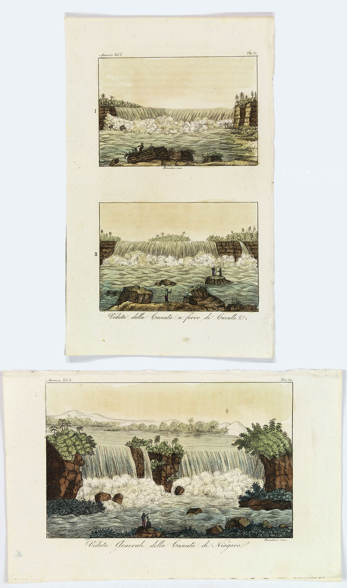 FERRARIO, Giulio., Veduta Generale della Cascata di Niagara / Veduta della Cascata a ferro di Cavallo &c., antique map, old maps