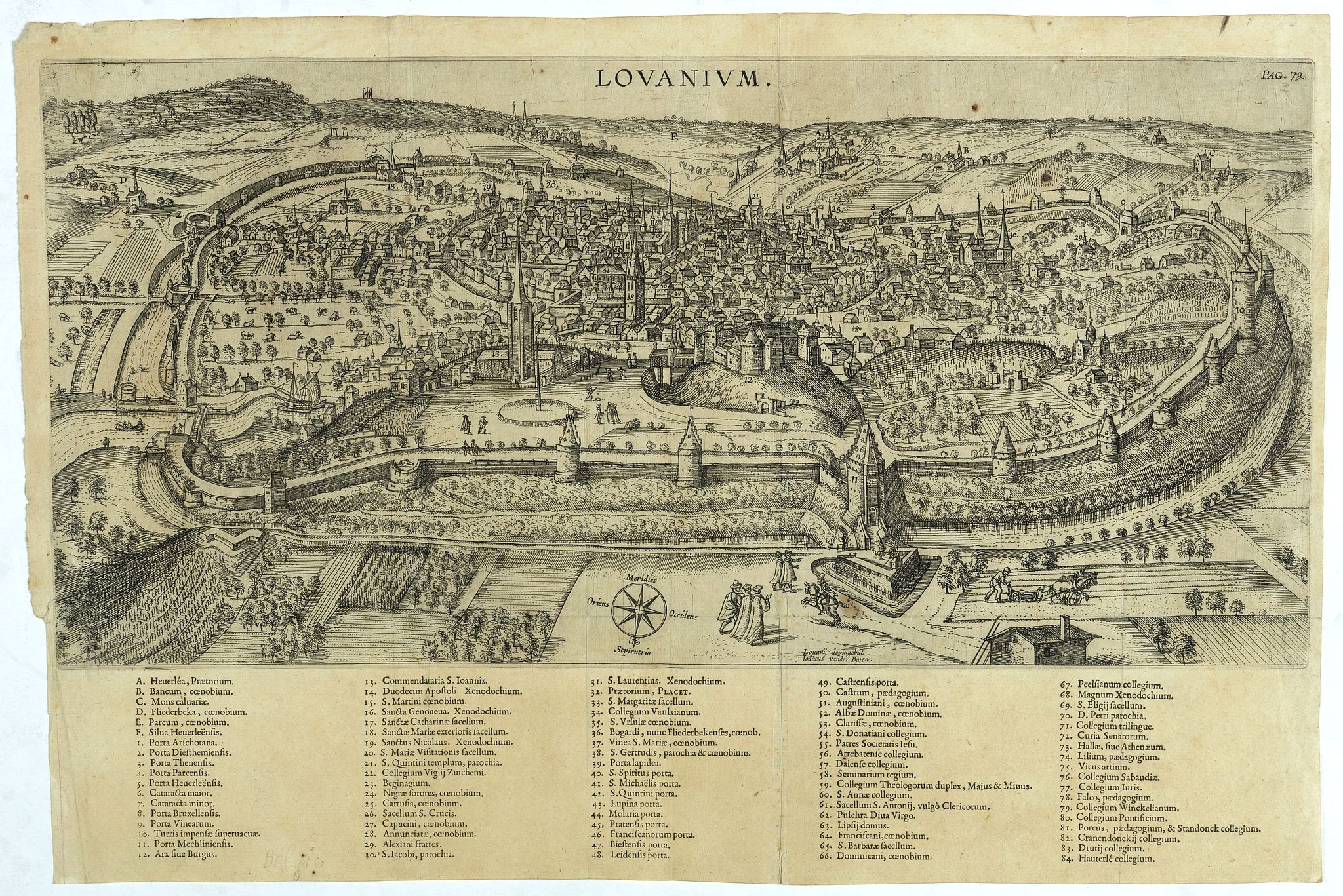 VAN DER BAREN, J., Lovanium., antique map, old maps