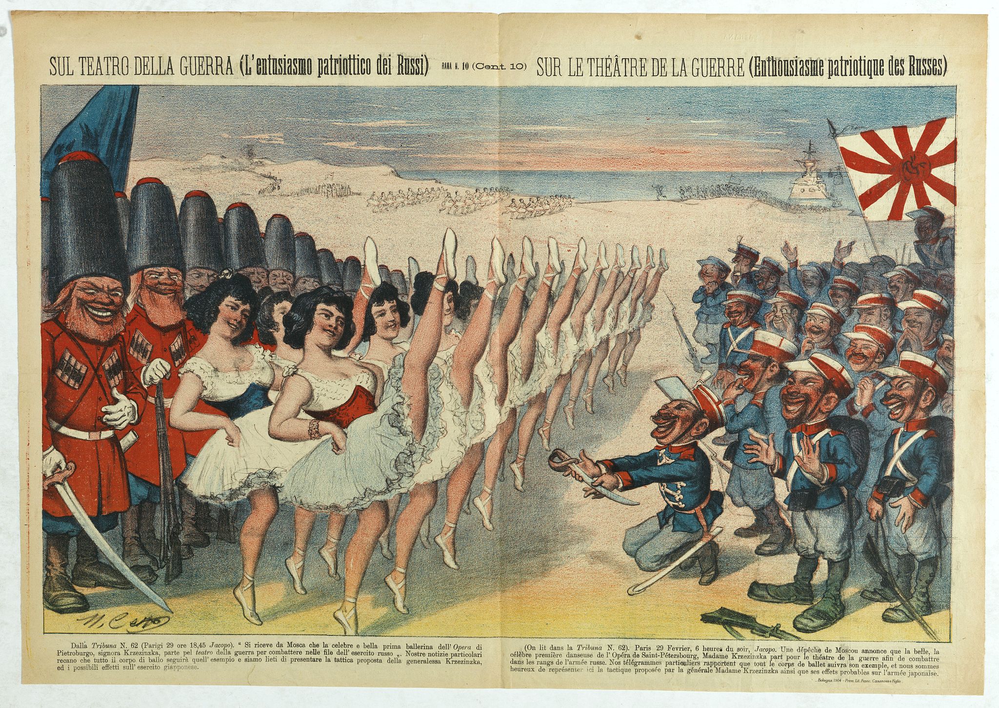 CETTO, M., Sul teatro della guerra (L'entusiasmo patriottico dei Russi) - Rana N. 10 (Cent.10) - Sur le théâtre de la guerre (enthousiasme patriotique des Russes)., antique map, old maps