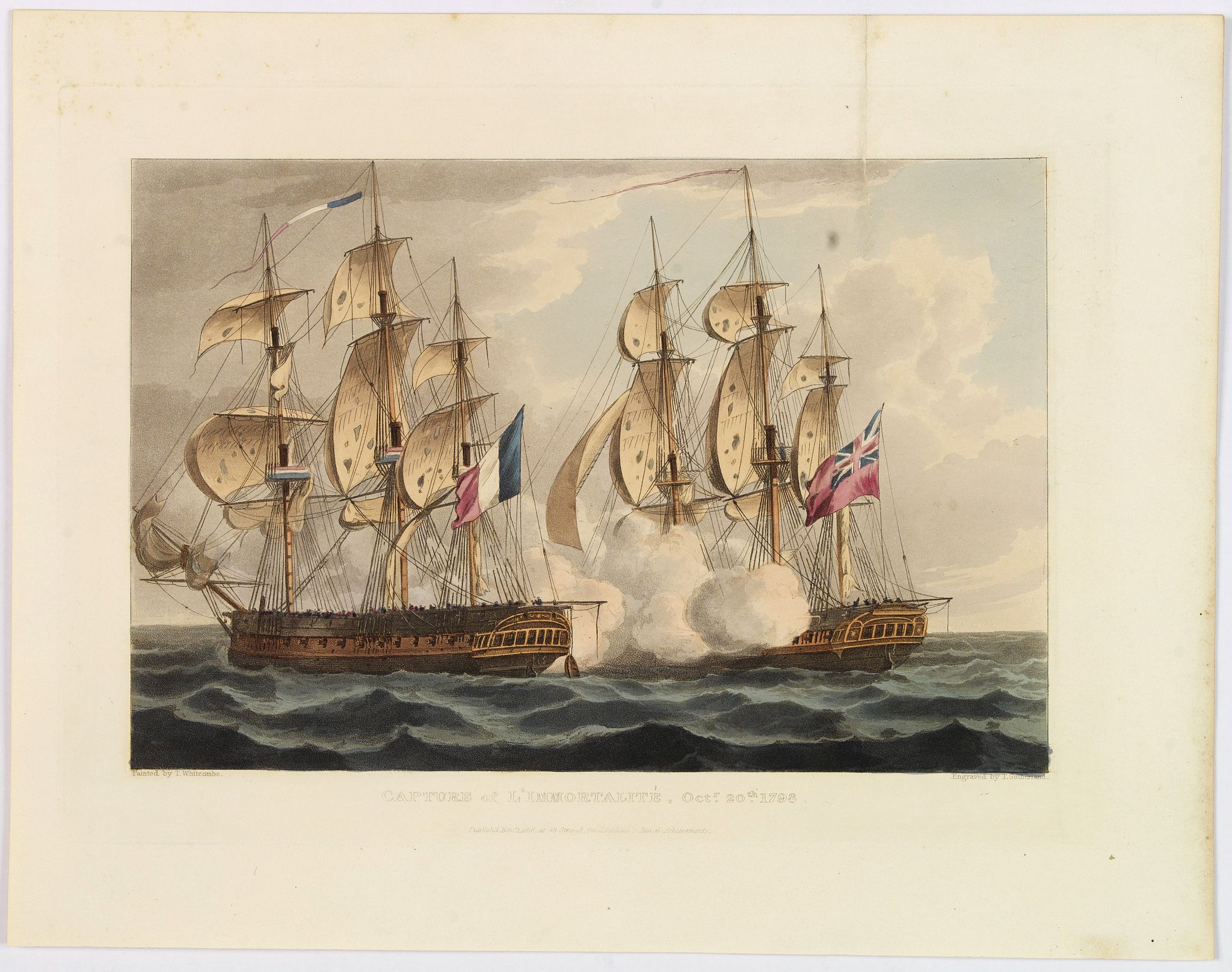 JENKINS, James., Capture of L'Immoratalite, Oct 20th 1798., antique map, old maps