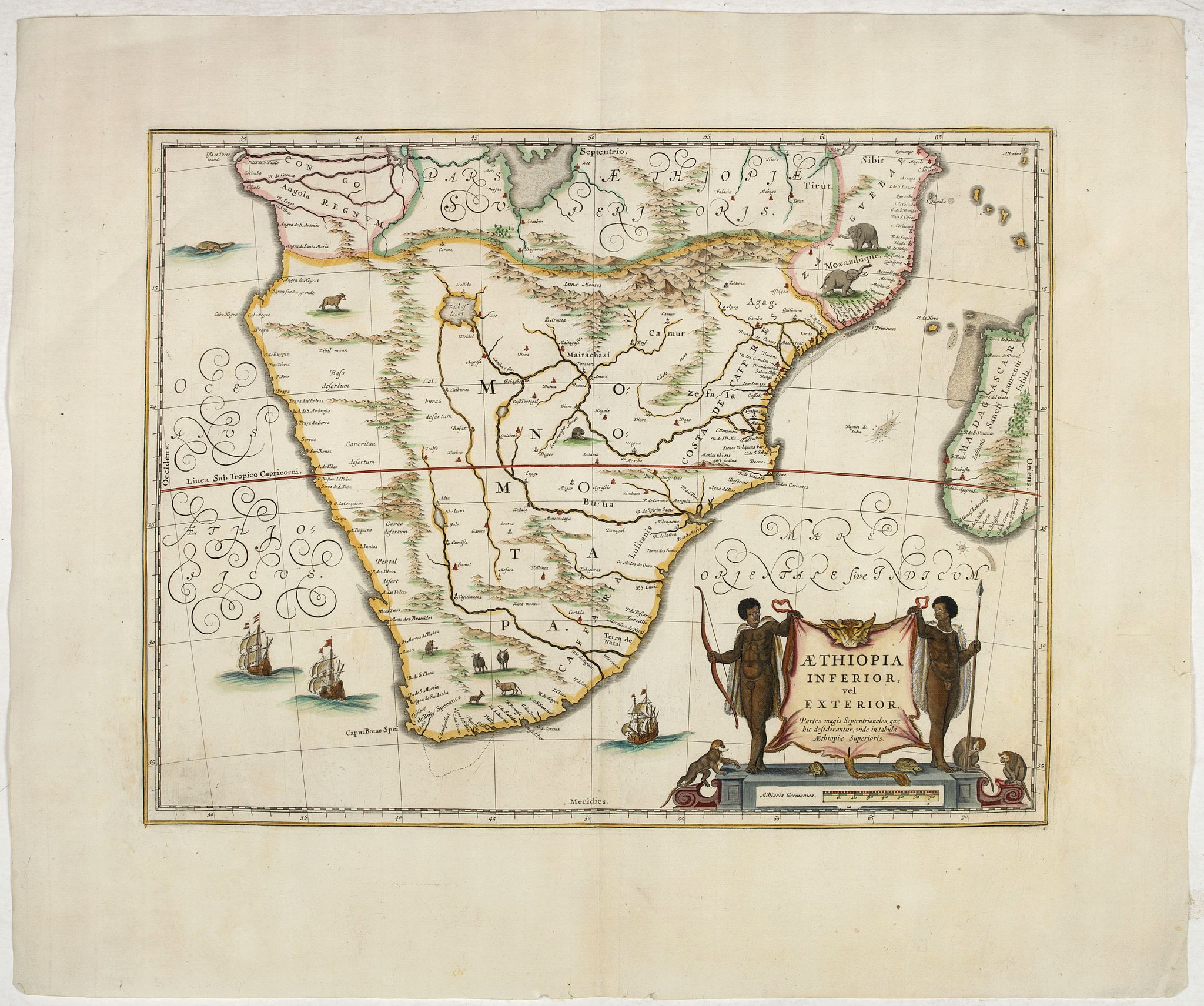BLAEU, W., Aethiopia inferior, vel exterior., antique map, old maps