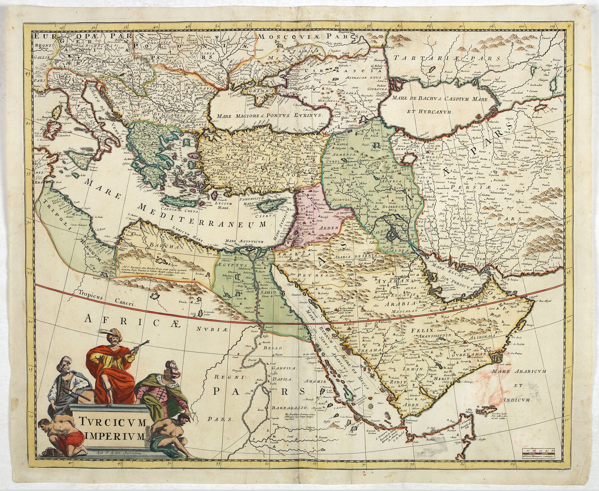 DE WIT, F., Turcicum Imperium., antique map, old maps