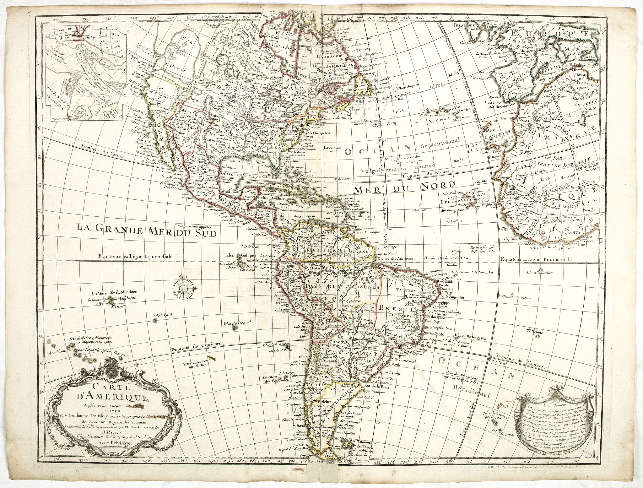 De L'ISLE/ BUACHE,Ph., Carte d'Amerique . . ., antique map, old maps