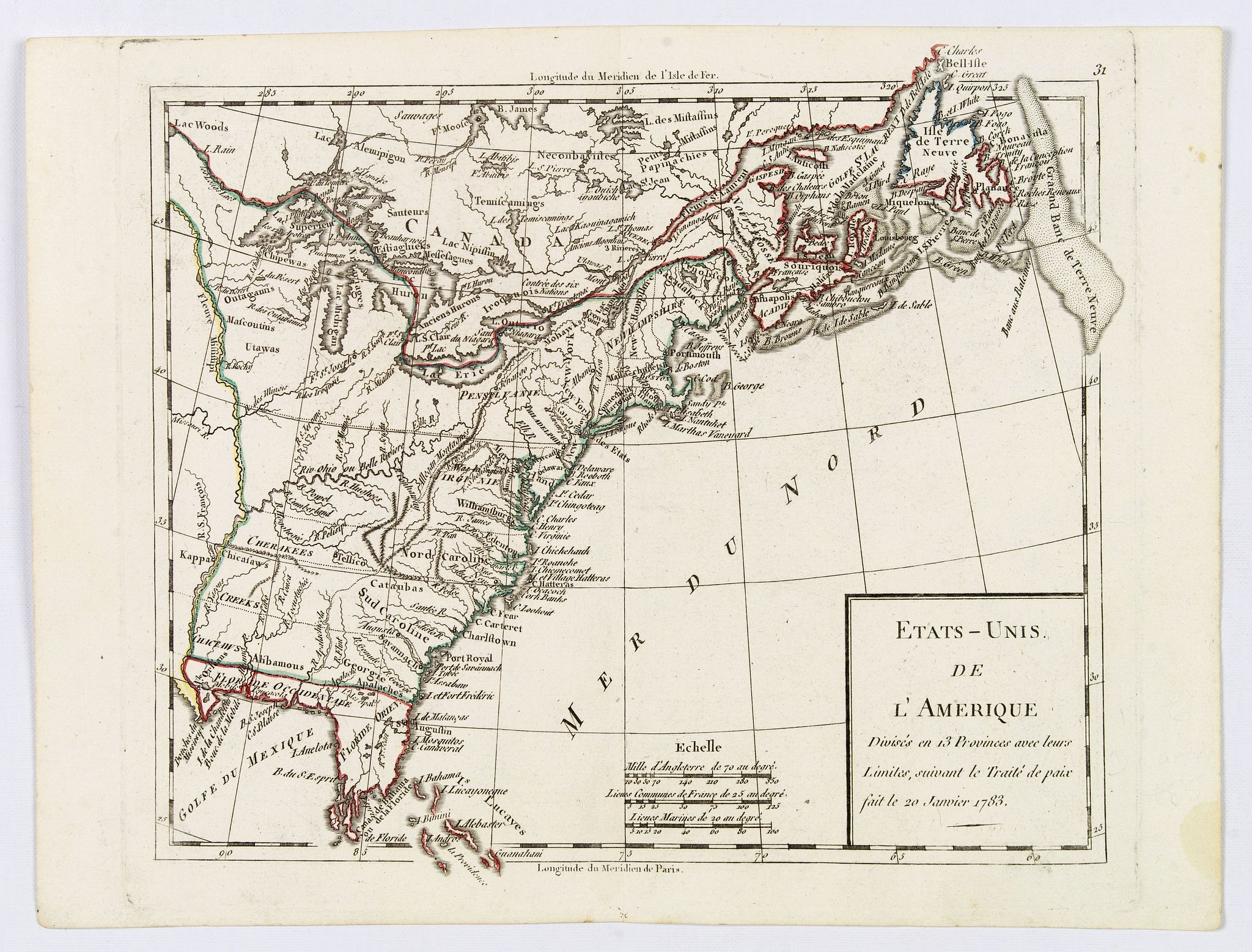 DE VAUGONDY, Robert., Etats-Unis de L'Amerique. . ., antique map, old maps
