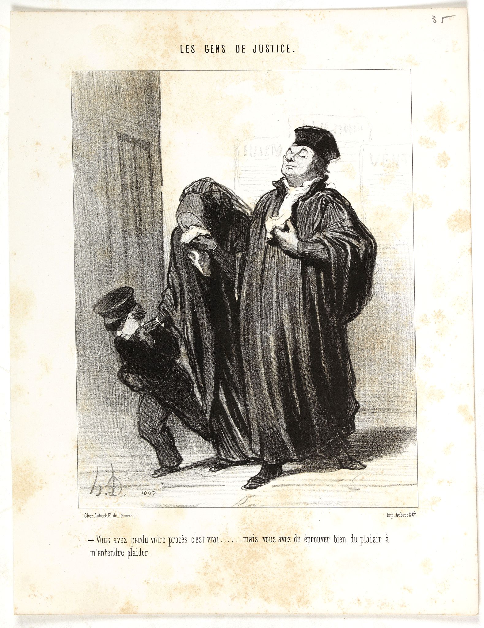 DAUMIER, H., Vous avez perdu votre procès c'est vrai ..... mais vous avez du éprouver bien du plaisir à m'entendre plaider., antique map, old maps