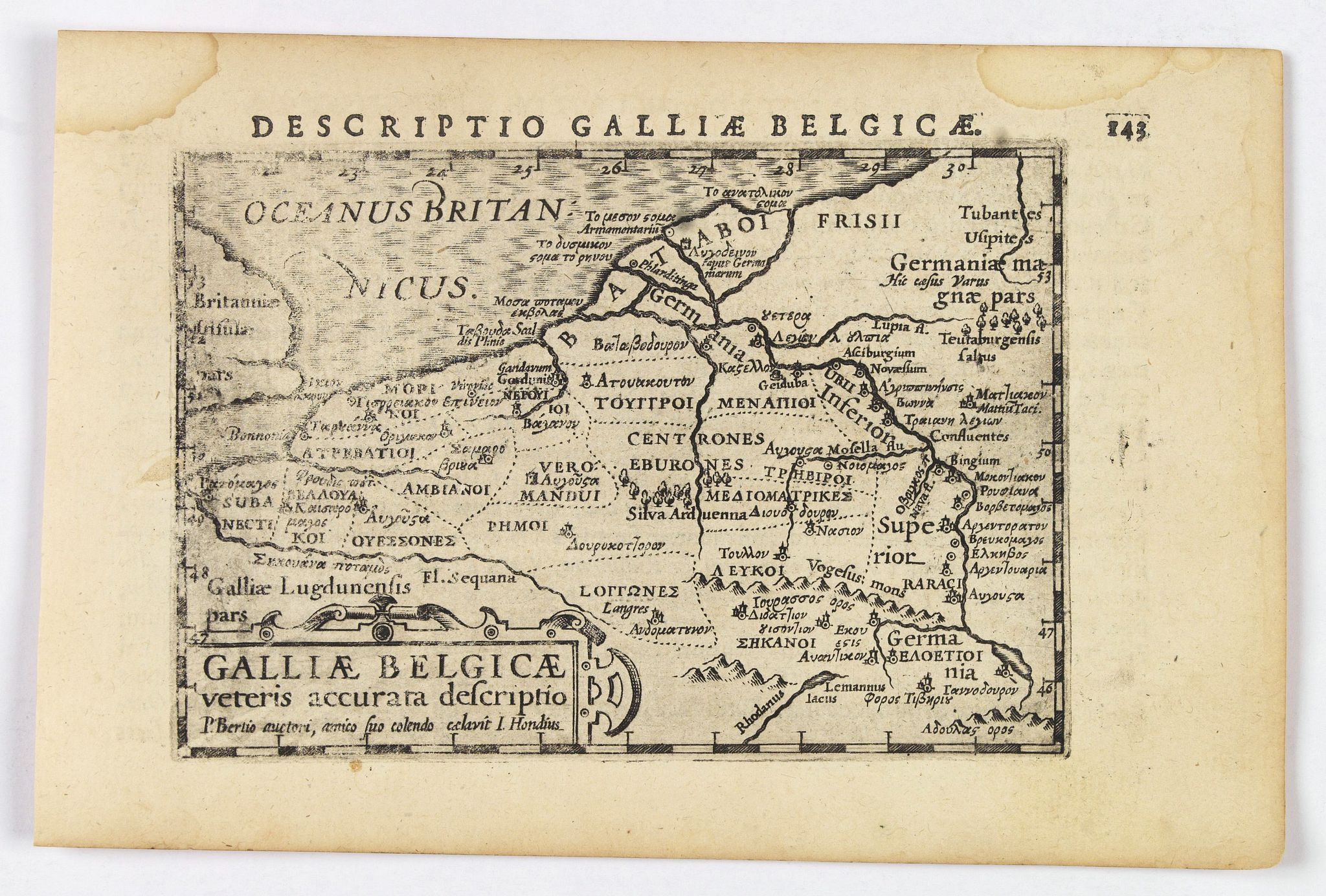 LANGENES, B. / BERTIUS, P., Descriptio Galliae Belgicae., antique map, old maps