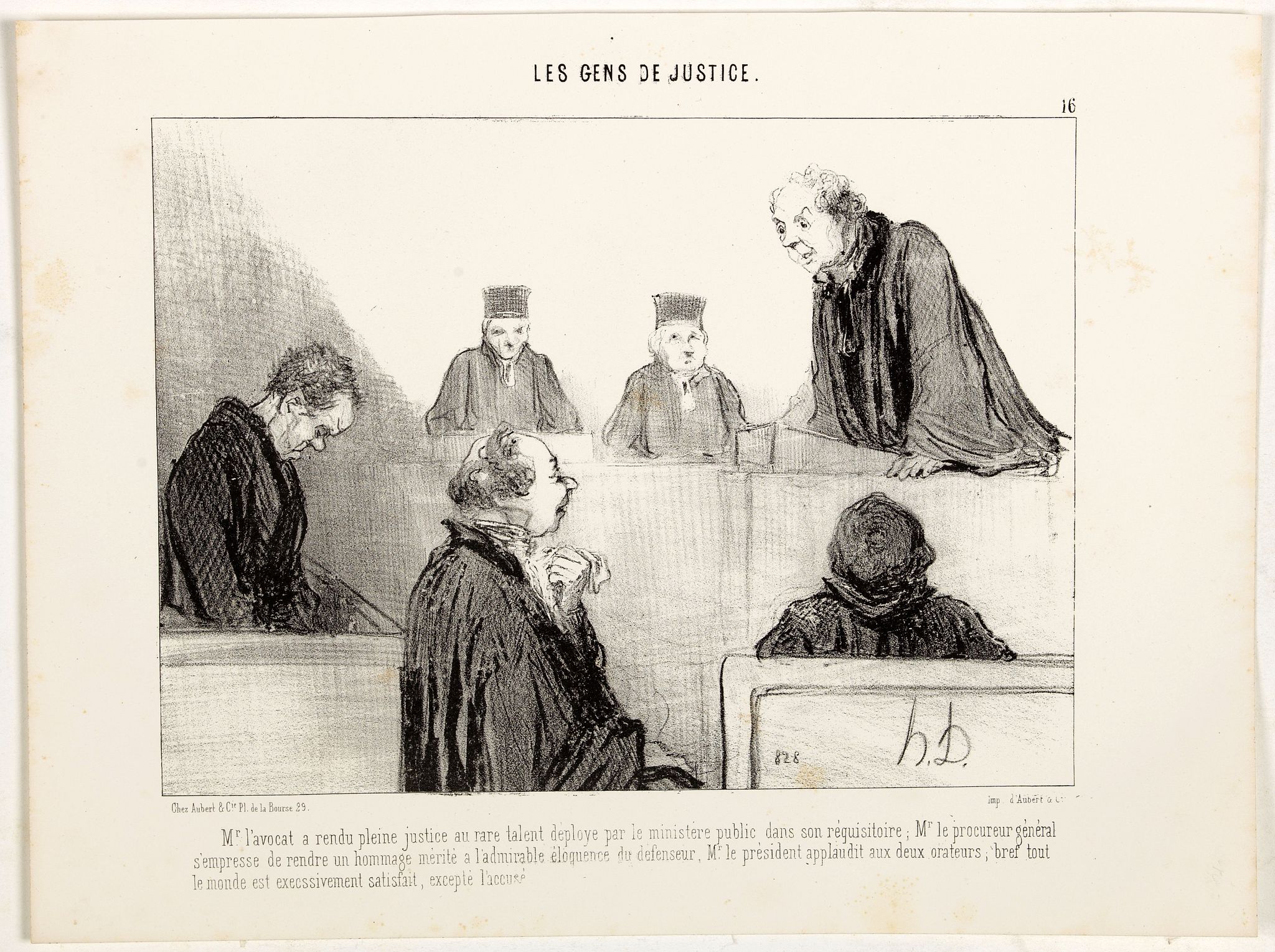DAUMIER, H., Mr. l'avocat a rendu pleine justice au rare talent déployé par le ministère public dans son réquisitoire; …, antique map, old maps