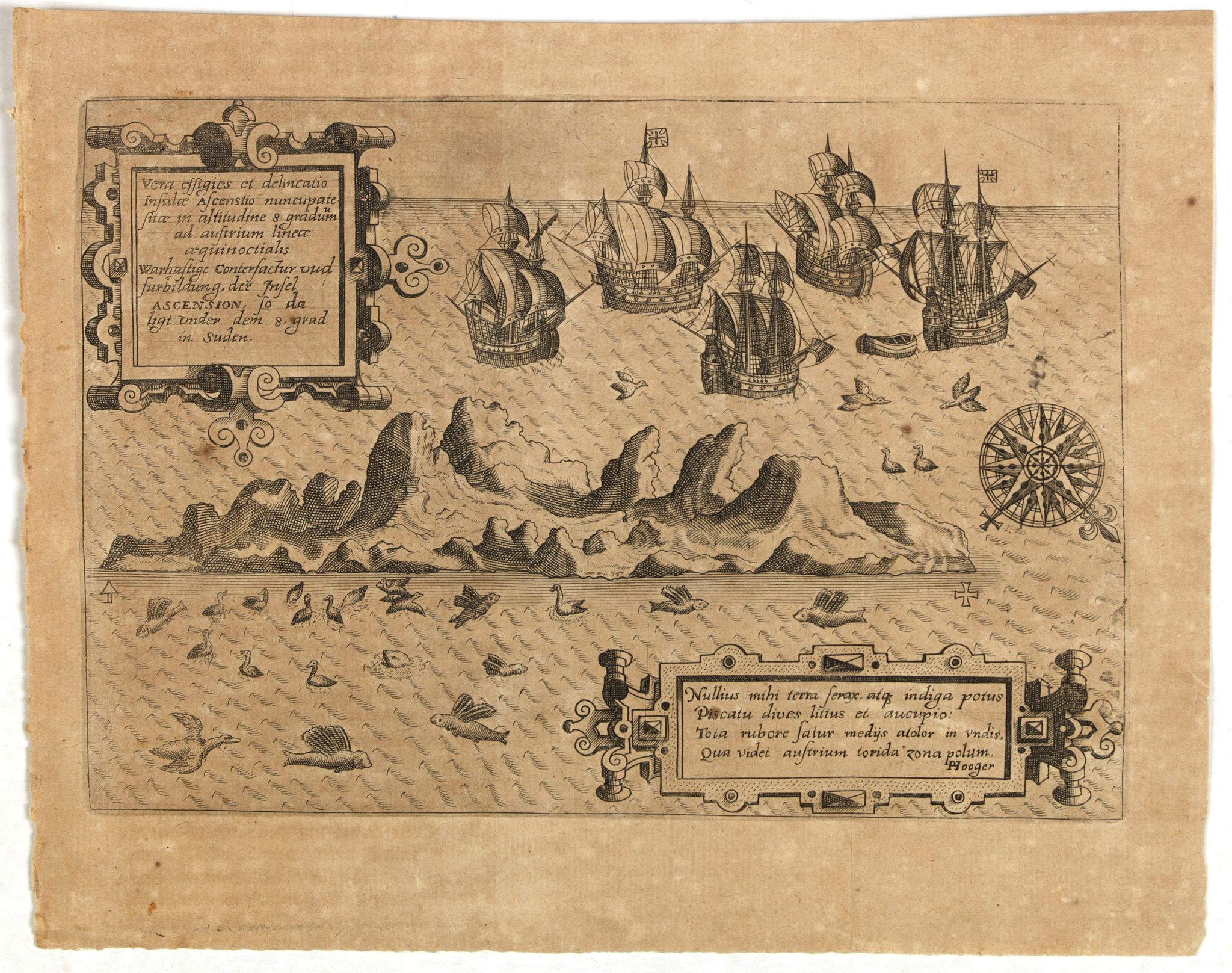 DE BRY, Th., Vera effigies et delineatio Infulce Ascenstio. . . (St. Helena), antique map, old maps