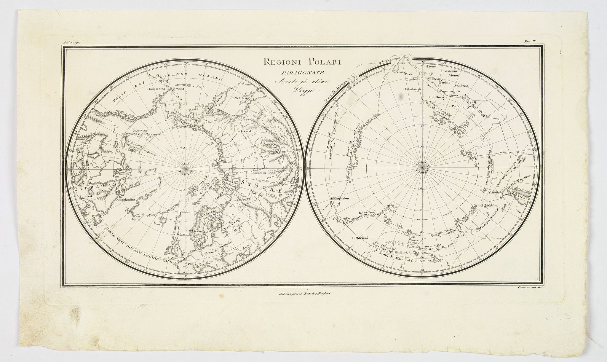 BARTELLI / FANFANI., Regioni Polari Paragonate. . ., antique map, old maps