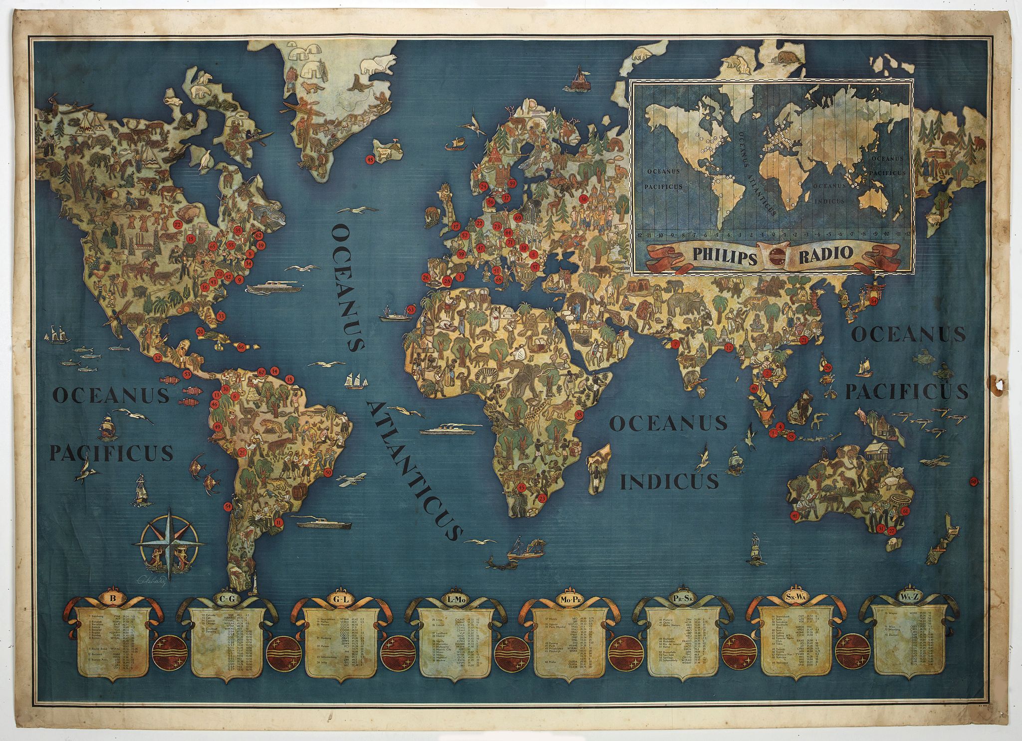 ECKHARD, W., Philips Radio., antique map, old maps
