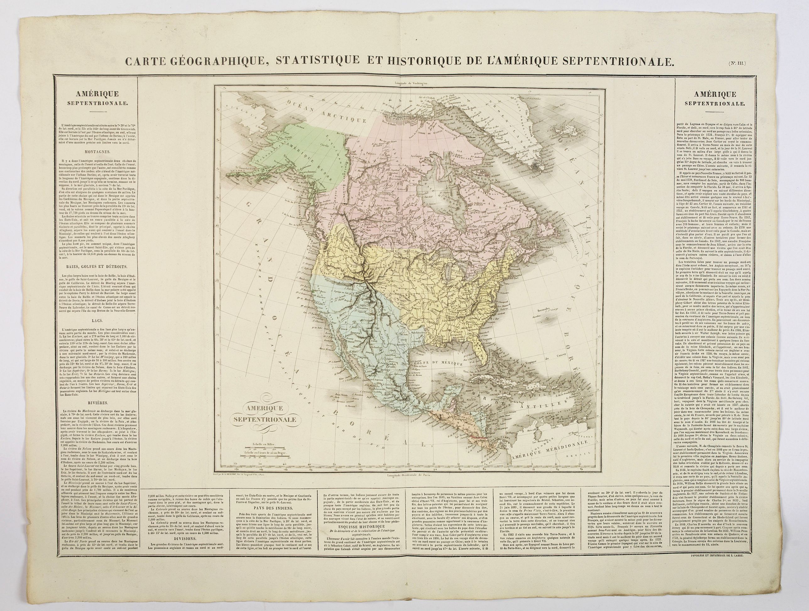 BUCHON,J.A., Carte Géographique, Statistique et Historique L'Amerique Septentrionale., antique map, old maps