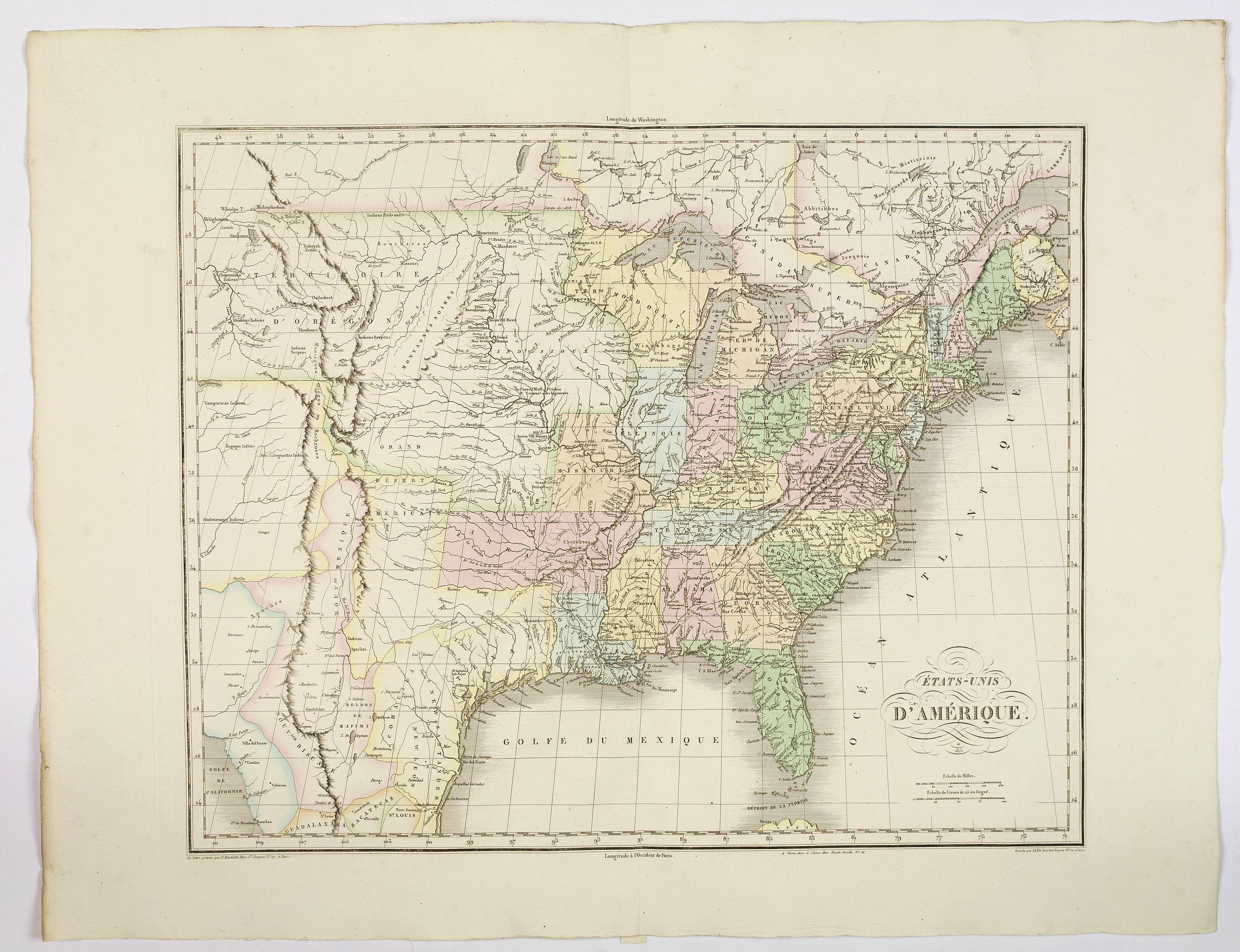 BUCHON, J.A., Etats-Unis d'Amerique., antique map, old maps