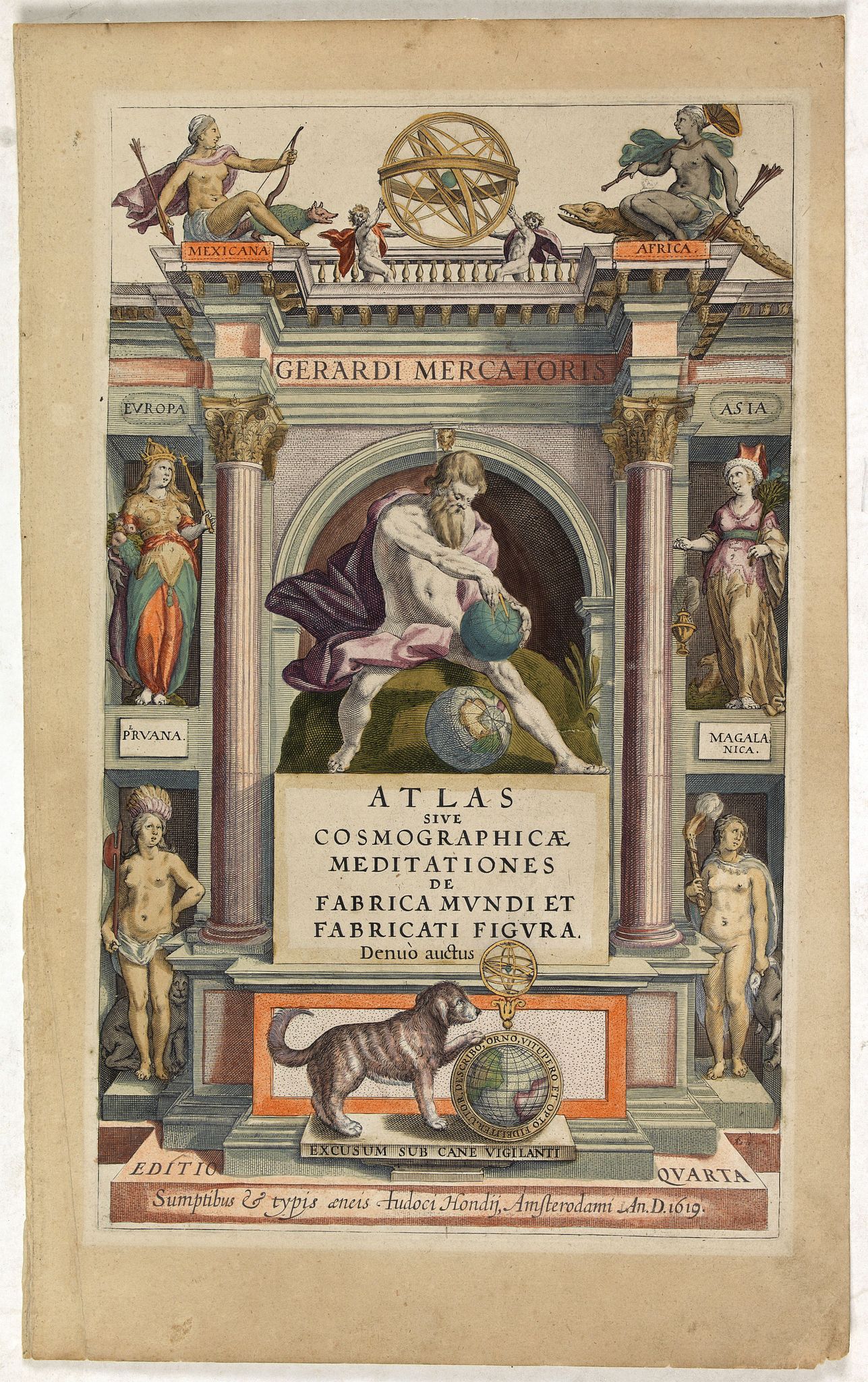 MERCATOR, G./ HONDIUS, J., Atlas sive Cosmographicae Meditationes . . . (Title page), antique map, old maps