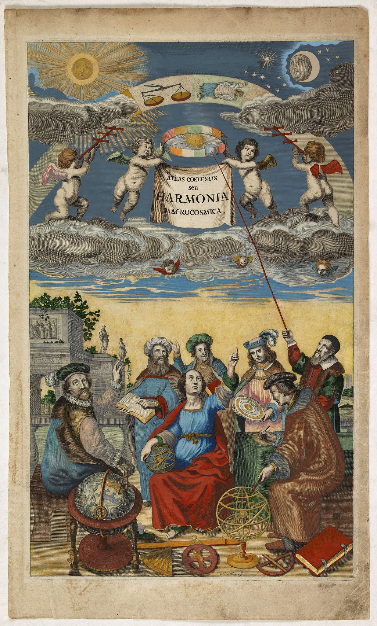CELLARIUS, A. / SCHENK,P. & VALK,G., Atlas Coelestis seu Hormonia macrocosmica. (title page), antique map, old maps