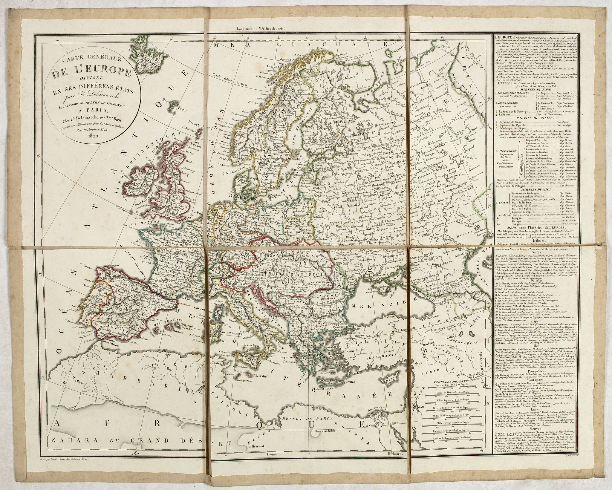 DELAMARCHE, F., Carte générale de L'Europe. . ., antique map, old maps