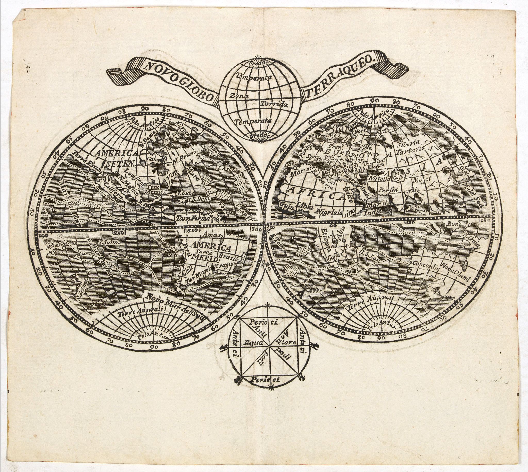 ANONYMOUS, Novo Globo Terraqueo., antique map, old maps