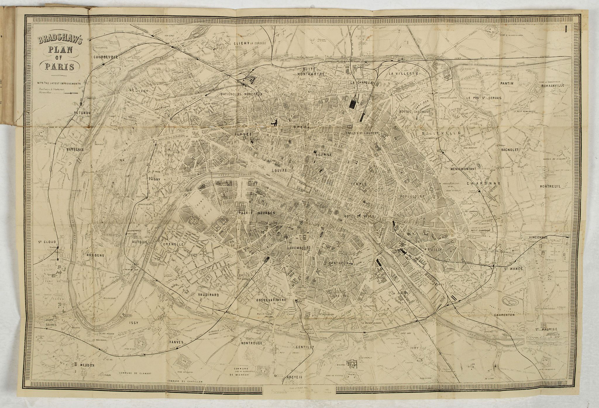BRADSHAW, G., Plans of the most important cities and towns of continental Europe accompanying the special edition of Bradshw's continental railway, steam transit, &c. Guide and general handbook., antique map, old maps