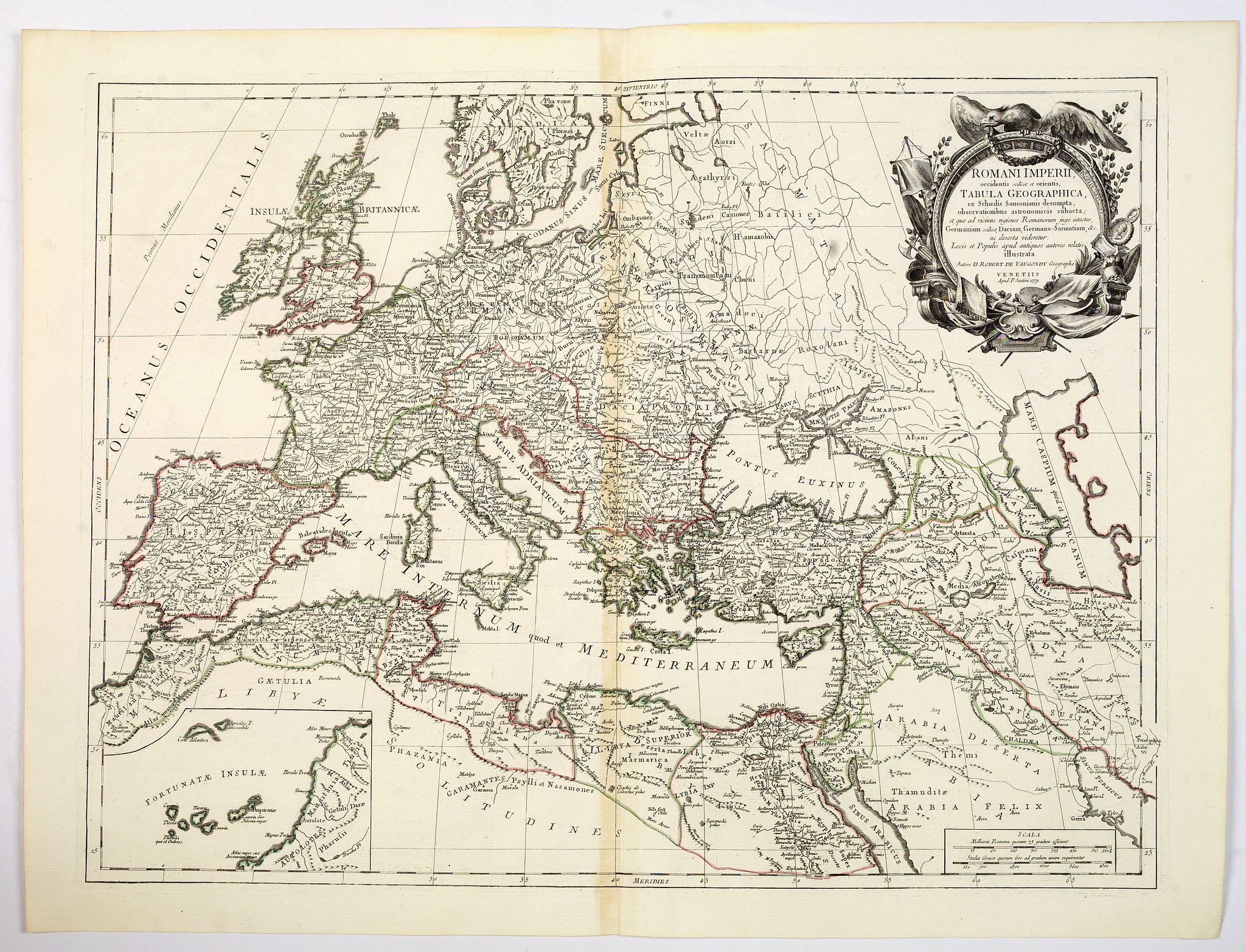 SANTINI, P. / REMONDINI, M., Romani Imperii occidentis . . . Tabula Geographica. . ., antique map, old maps