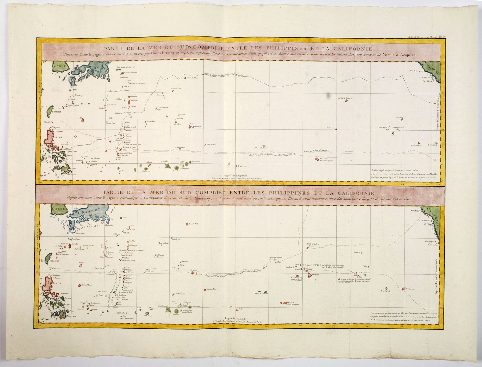 LA PEROUSE, J.F.G., Partie de la Mer du Sud comprise entre les Philippines et la Californie d'apres de Carte Espagnole trouvee sur le Galion pris par l'Amiral Anson en 1743. . ., antique map, old maps