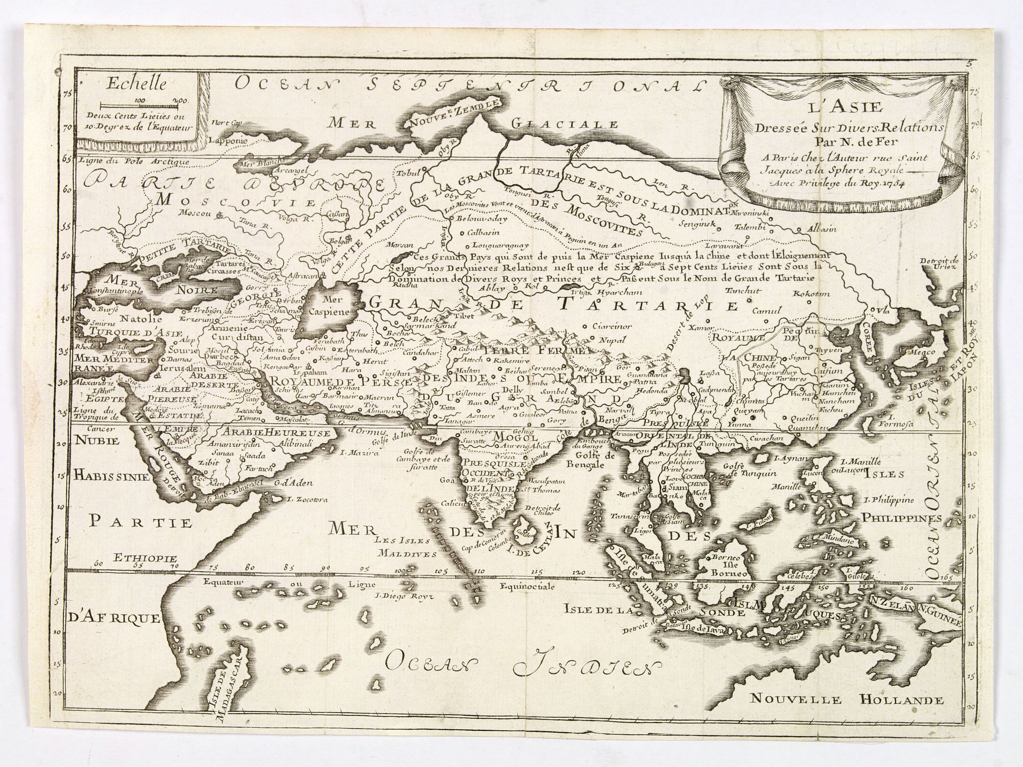 DE FER, Nicolas., L'Asie Dressee sur Divers Relations., antique map, old maps