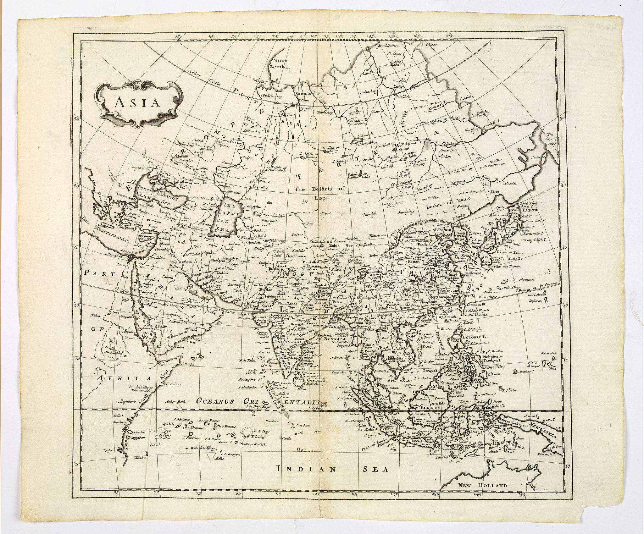 HEYLYN, P., Asia., antique map, old maps