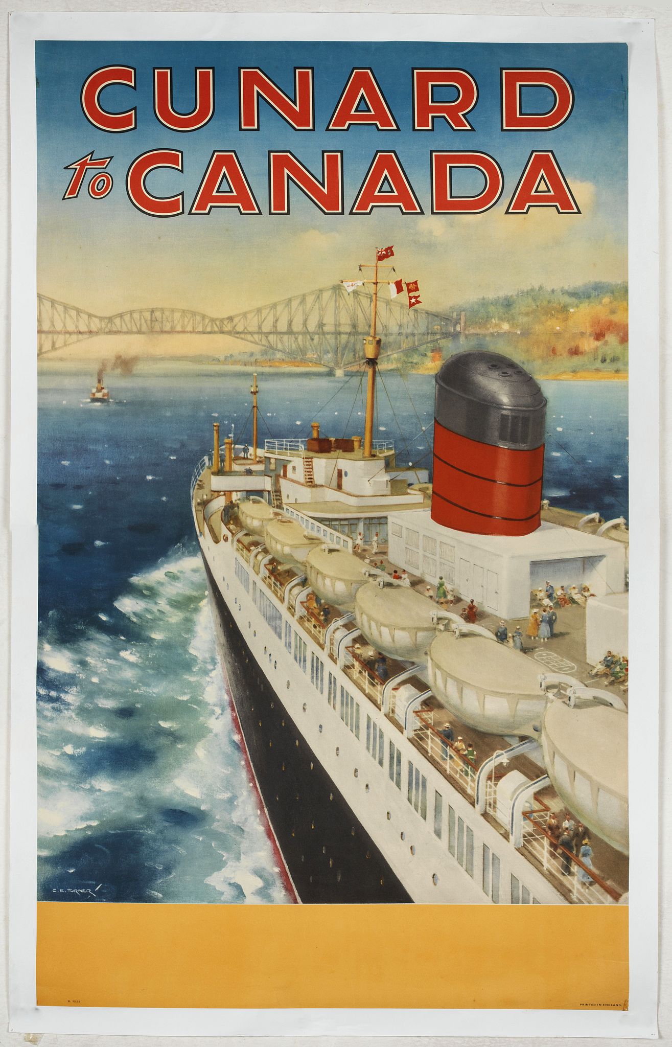 TURNER, C.E, Cunard to Canada., antique map, old maps