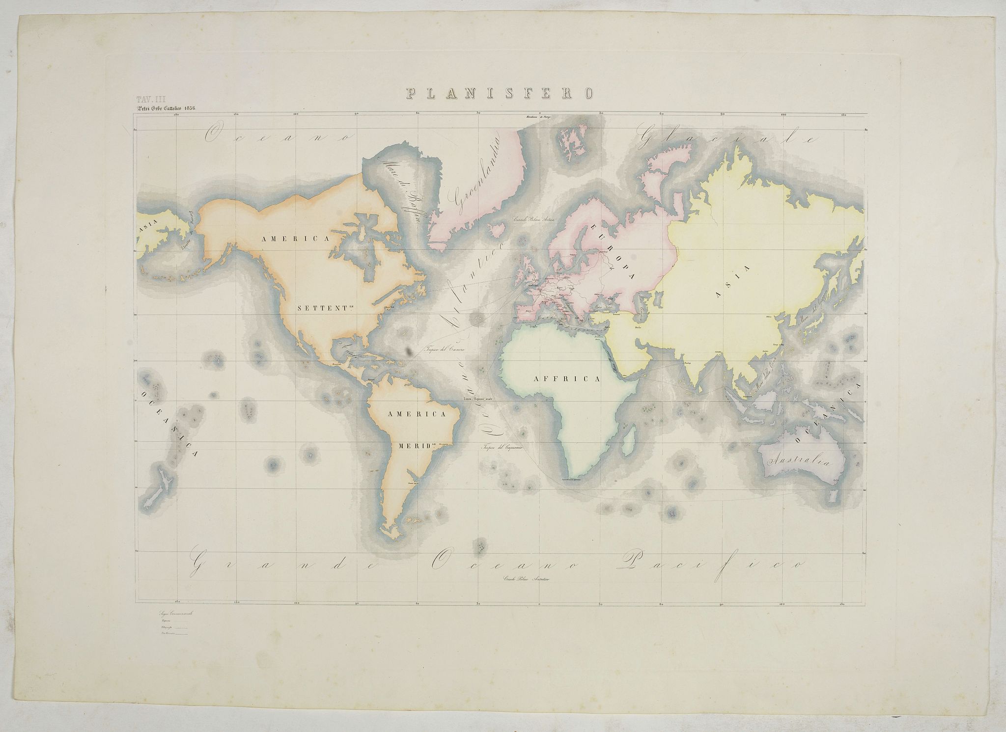 PETRI Girolamo, Planisfero (Tav III), antique map, old maps