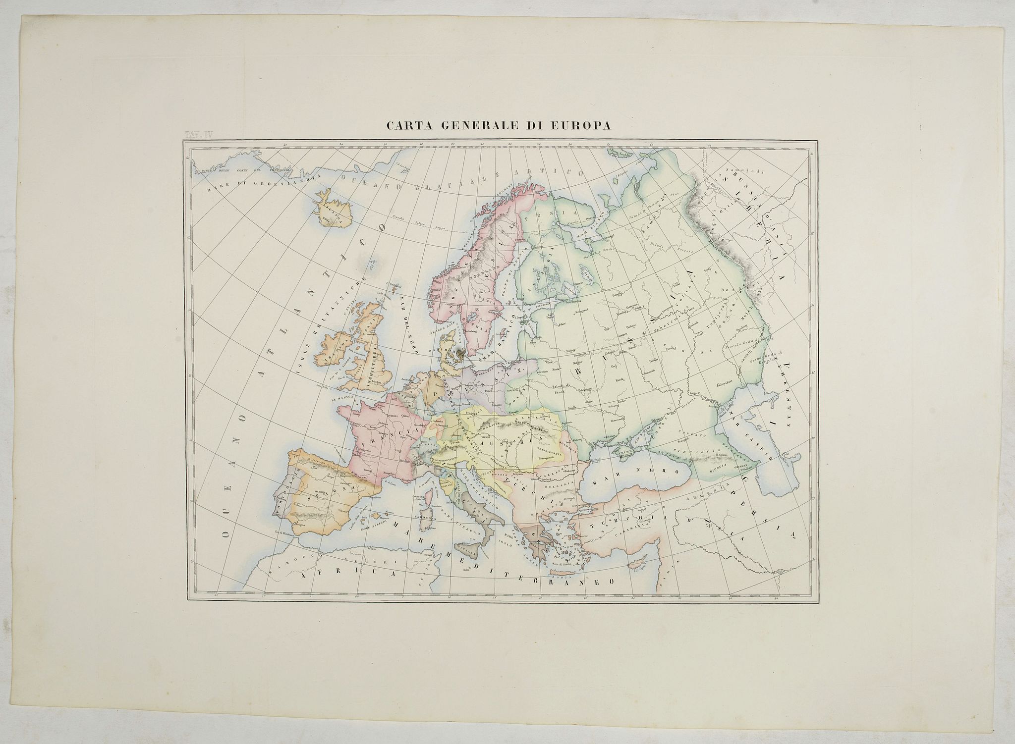 PETRI Girolamo, Carta generale di Europa (Tav IV), antique map, old maps