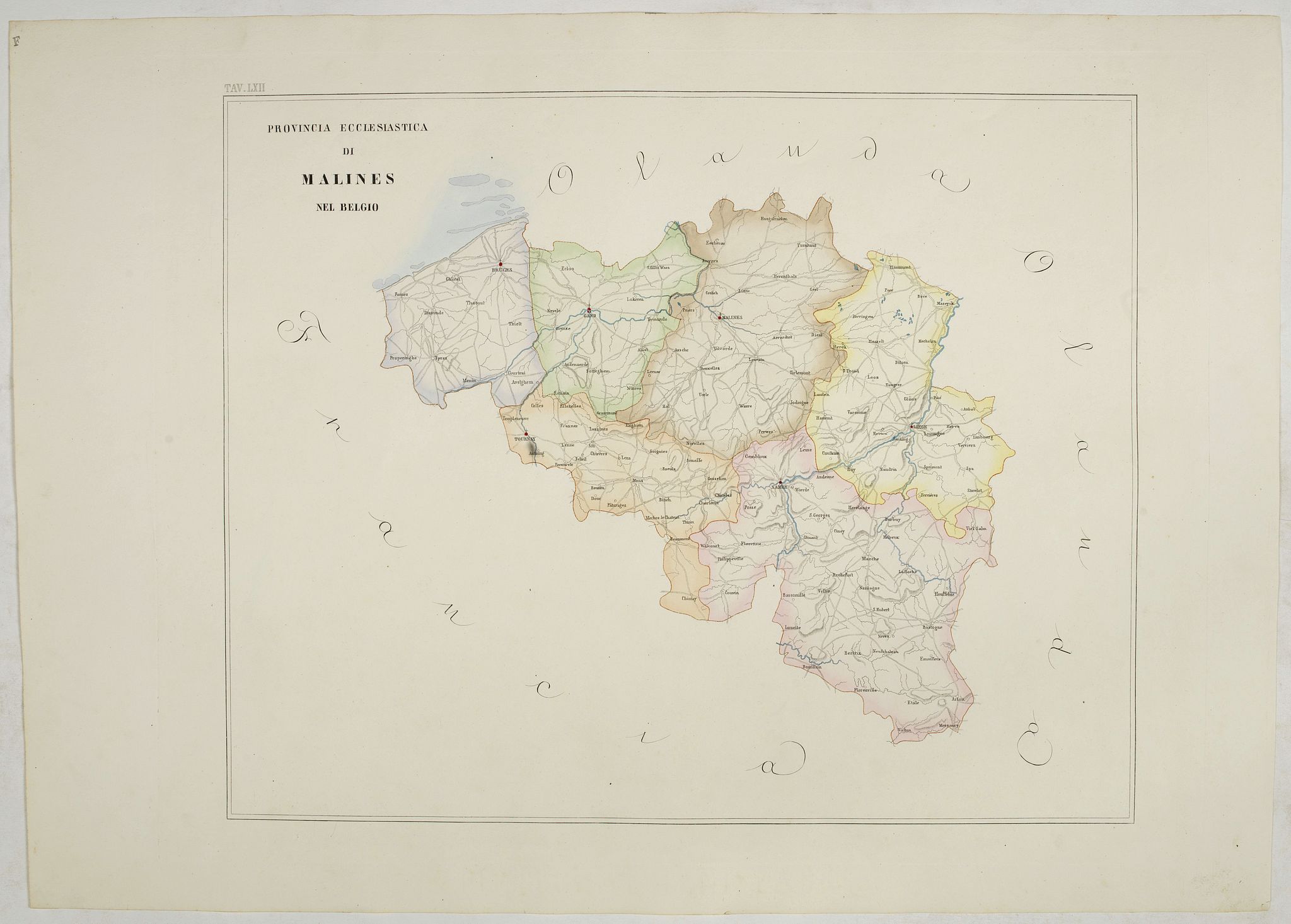PETRI Girolamo, Provincia ecclesiastica di Malines nel Belgio (Tav LXII), antique map, old maps