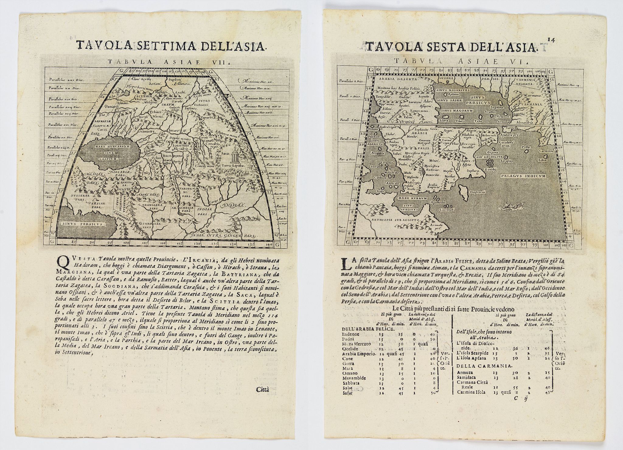 PTOLOMY/ MAGINI., Tabula Asiae VI / Tabula Asiae VII., antique map, old maps