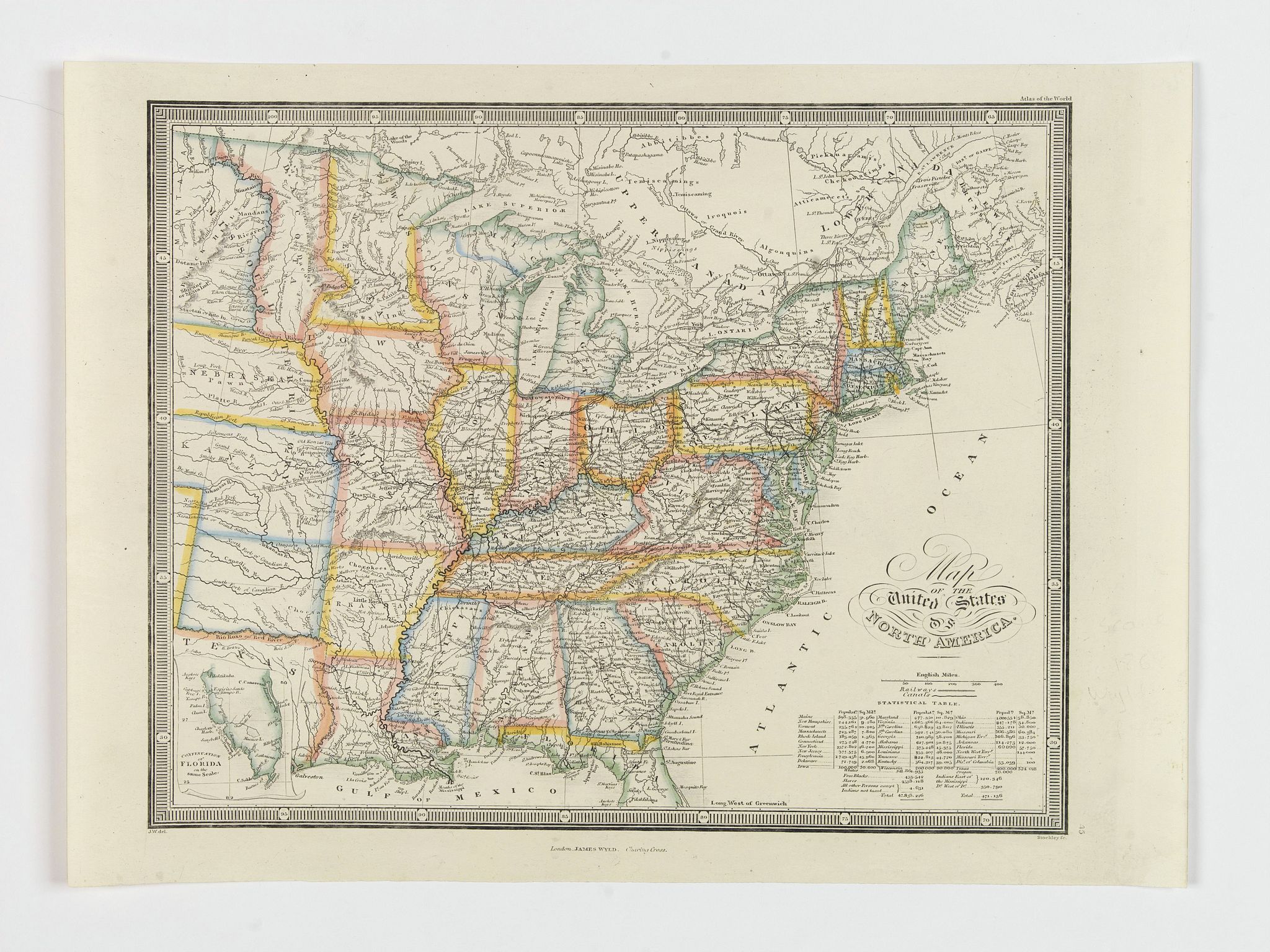 WYLD, James., Map of the United States of North America., antique map, old maps