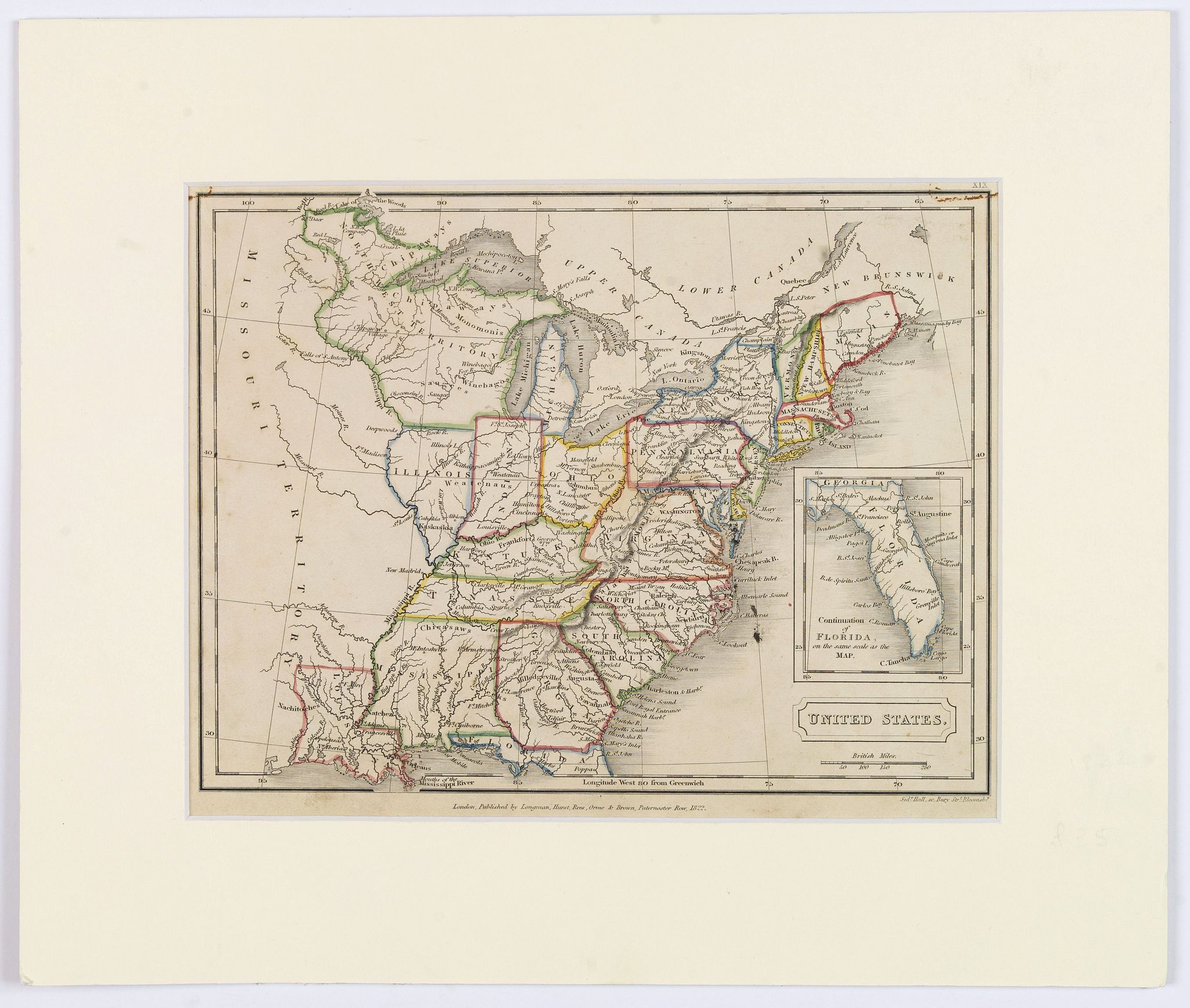 BUTLER, Samuel., United States., antique map, old maps