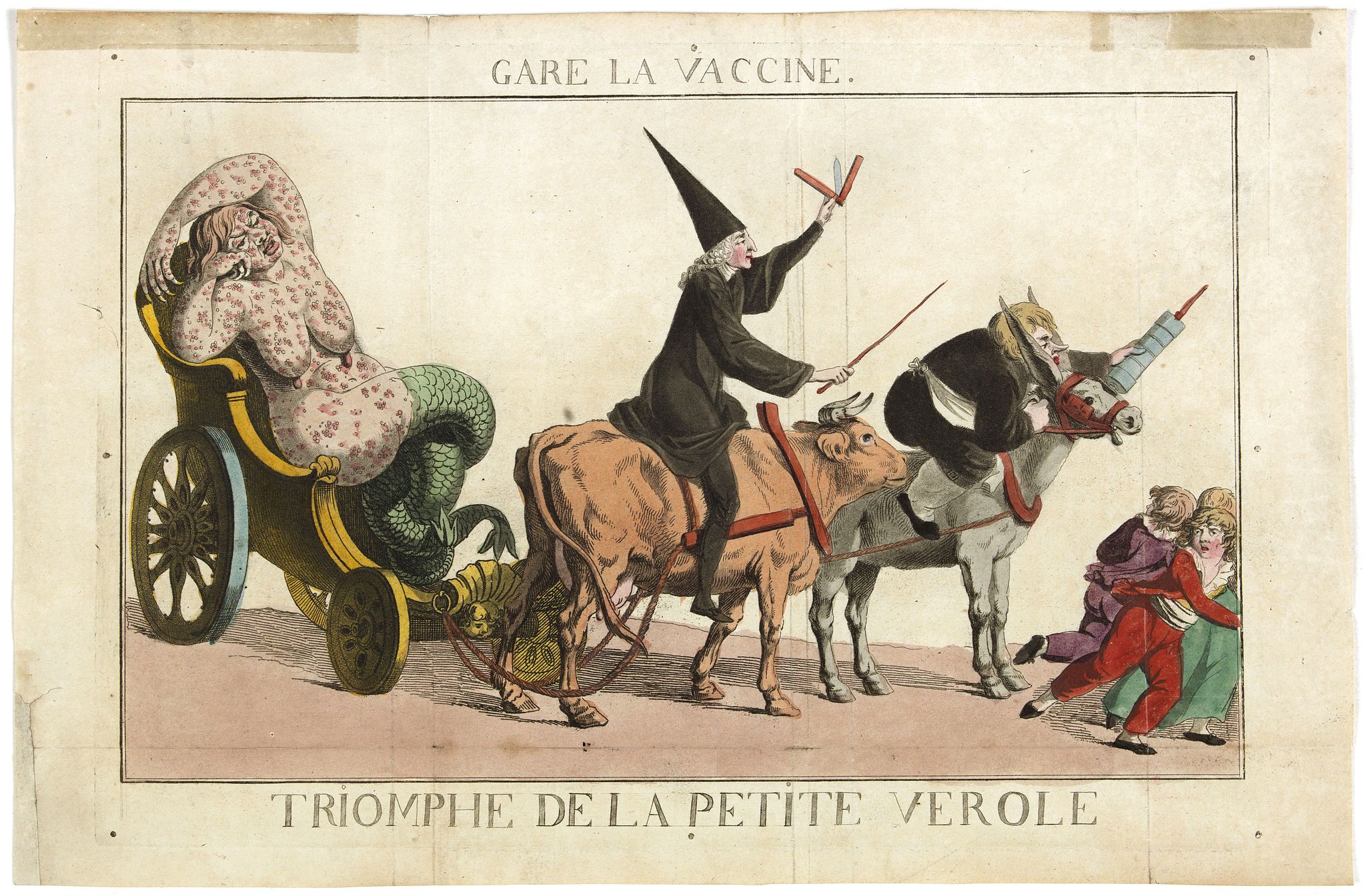 BARGES, Argaud de., Gare la Vaccine - Triomphe de la petite Vérole., antique map, old maps