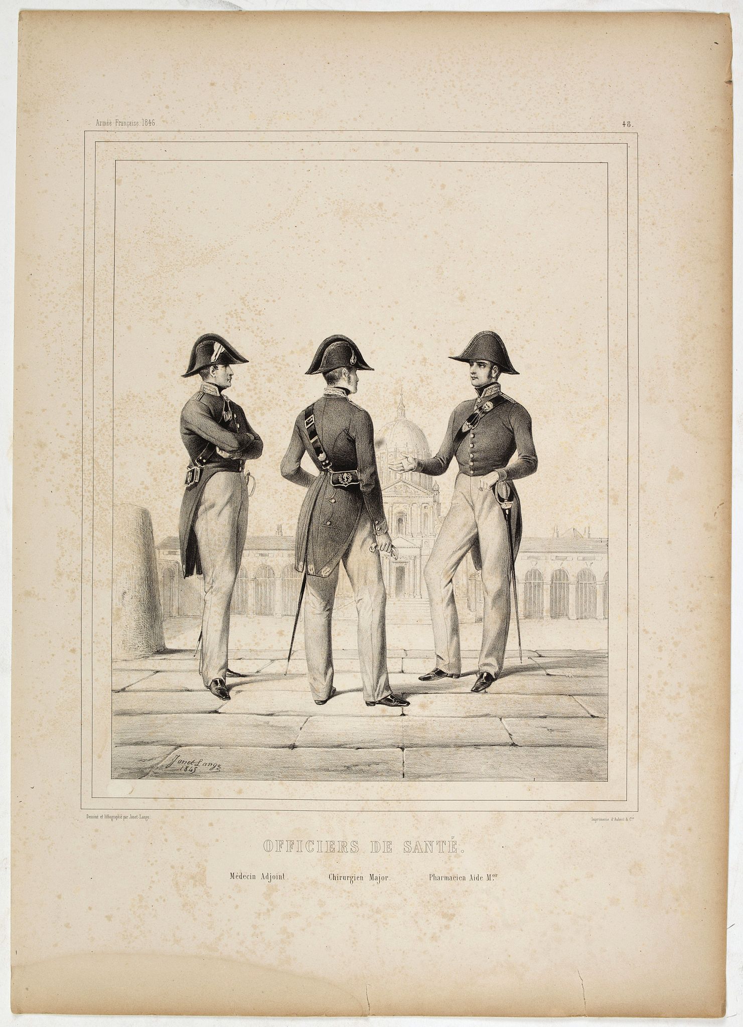 JANET-LANGE., Officiers de santé. Médecin Adjoint - Chirurgien Major - Pharmacien Aide M.or., antique map, old maps