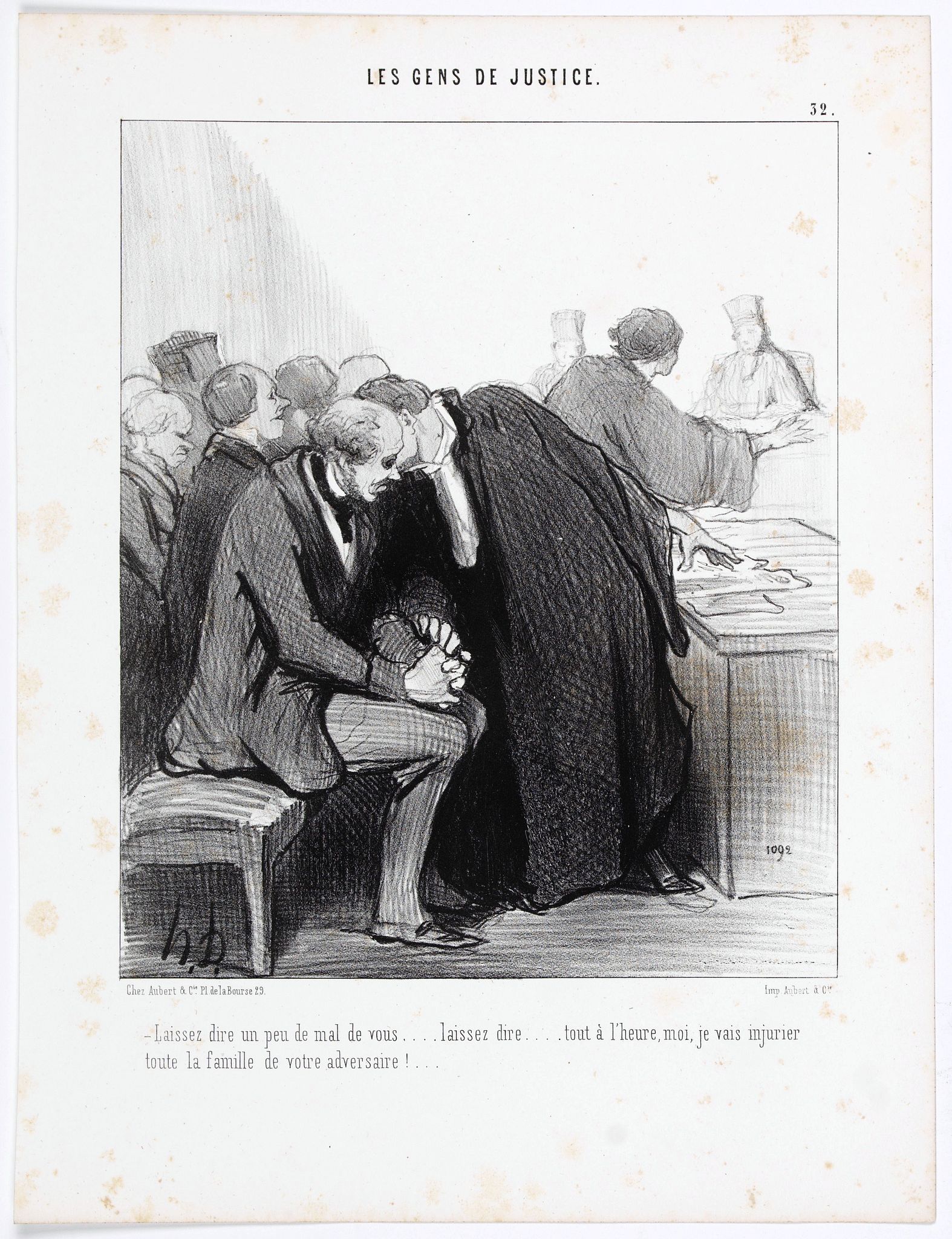 DAUMIER, H., Les Gens de Justice. - Laissez dire un peu de mal de vous … Laissez dire . . . (pl 32), antique map, old maps
