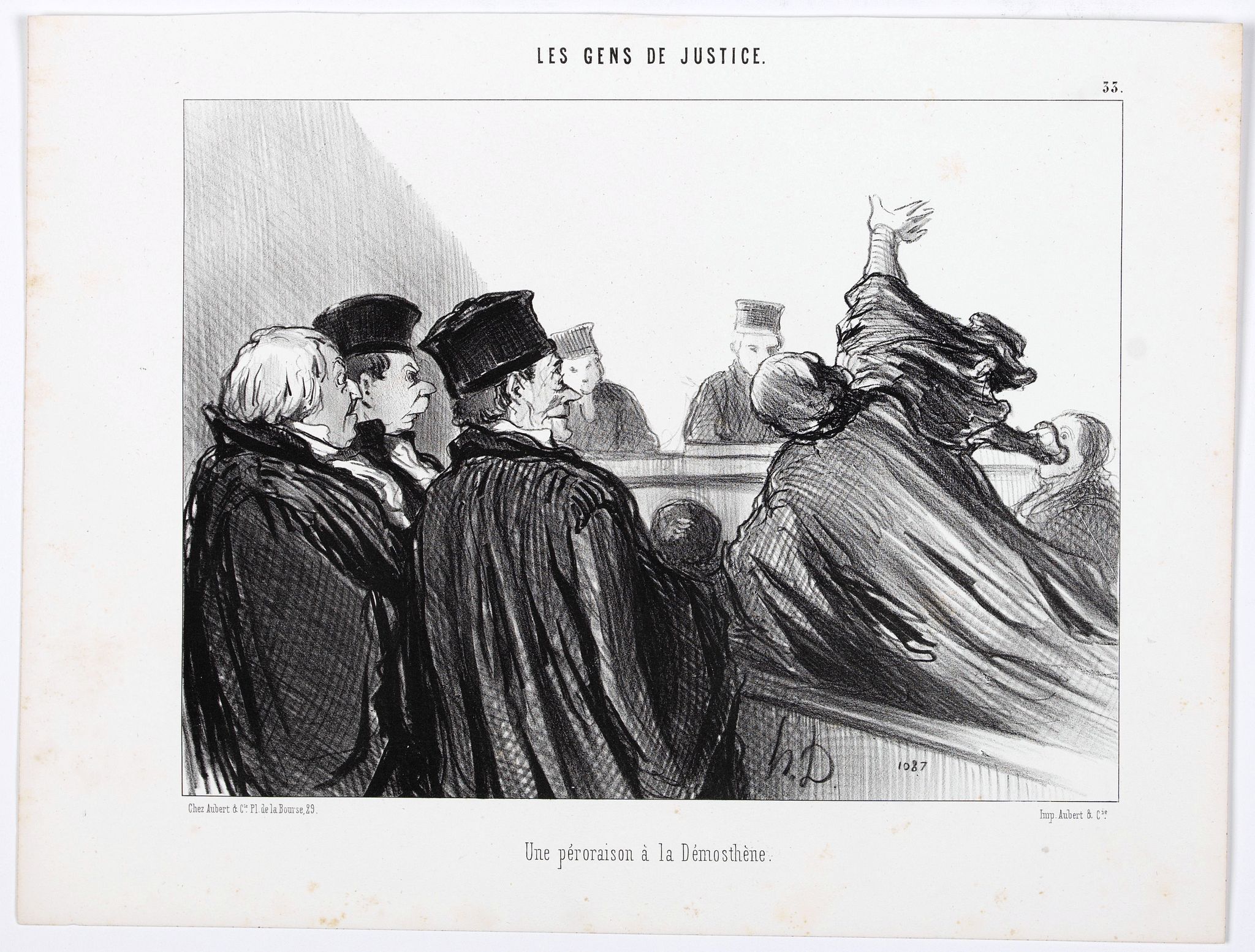 DAUMIER, H., Les Gens de Justice. - Une Péroraison à la Démosthène (pl 33), antique map, old maps