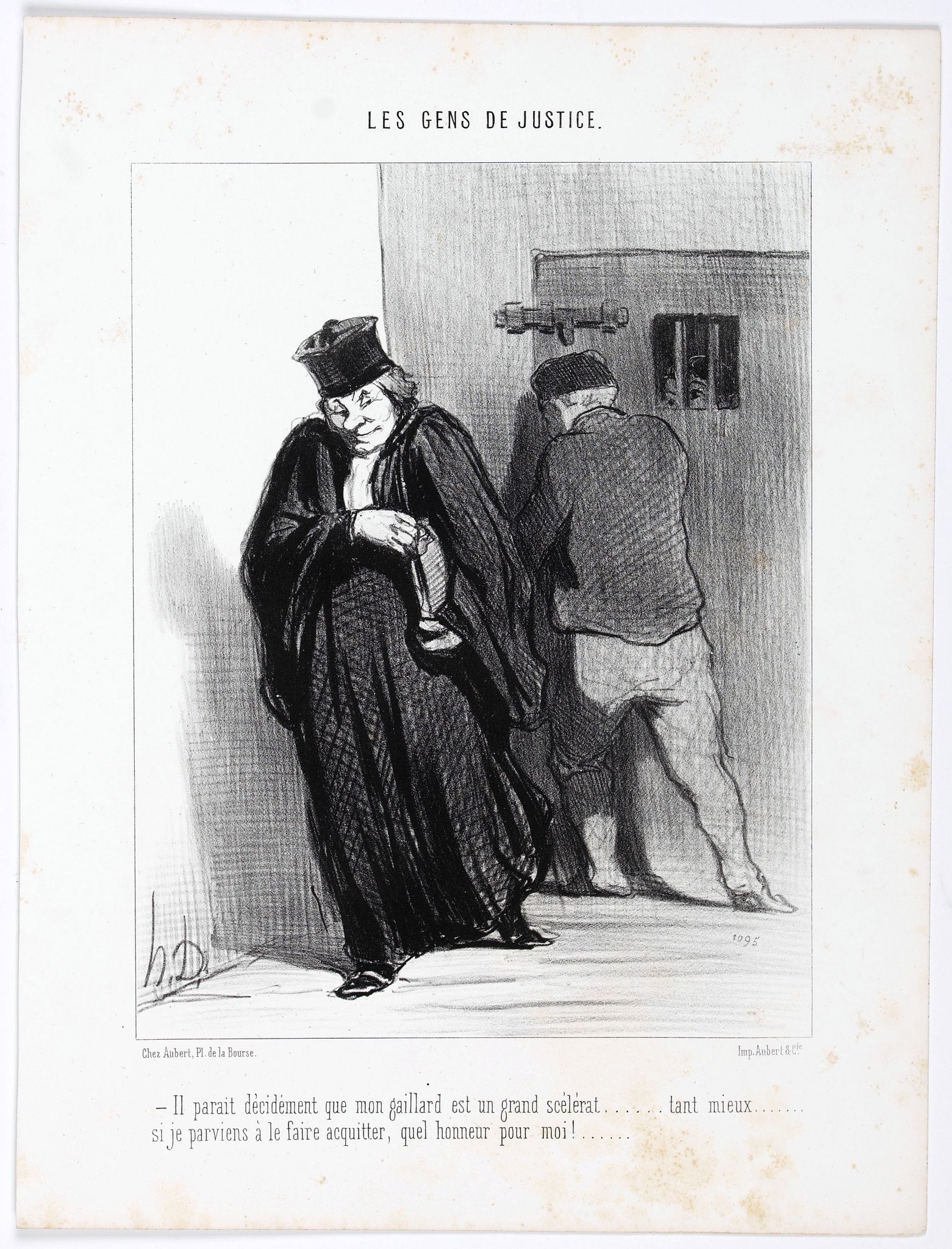 DAUMIER, H., Les Gens de Justice. - Il parait décidement que mon gaillard est un grand scélérat . . . (pl 37), antique map, old maps