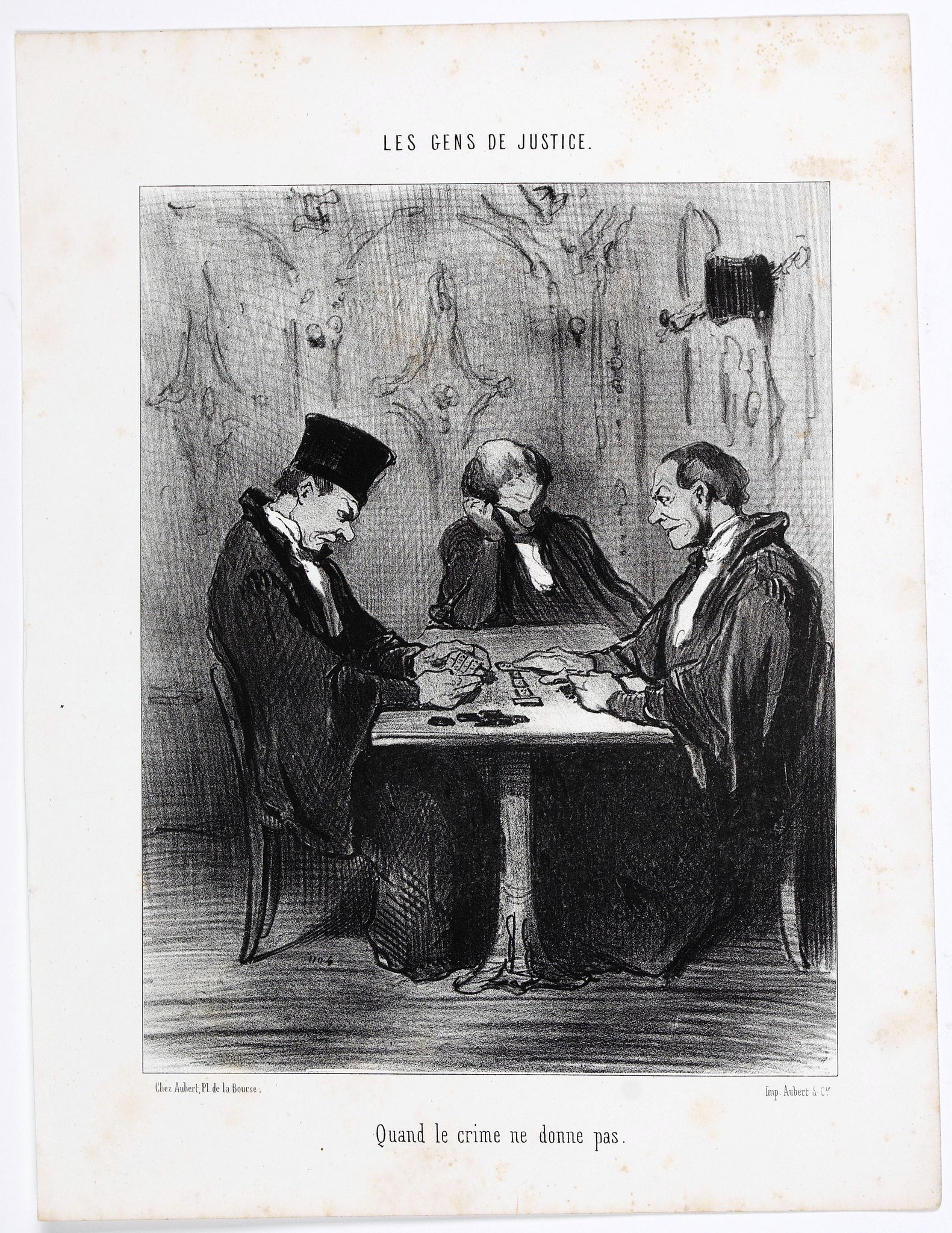 DAUMIER, H., Les Gens de Justice. - Quand le crime ne donne pas . (pl 38), antique map, old maps