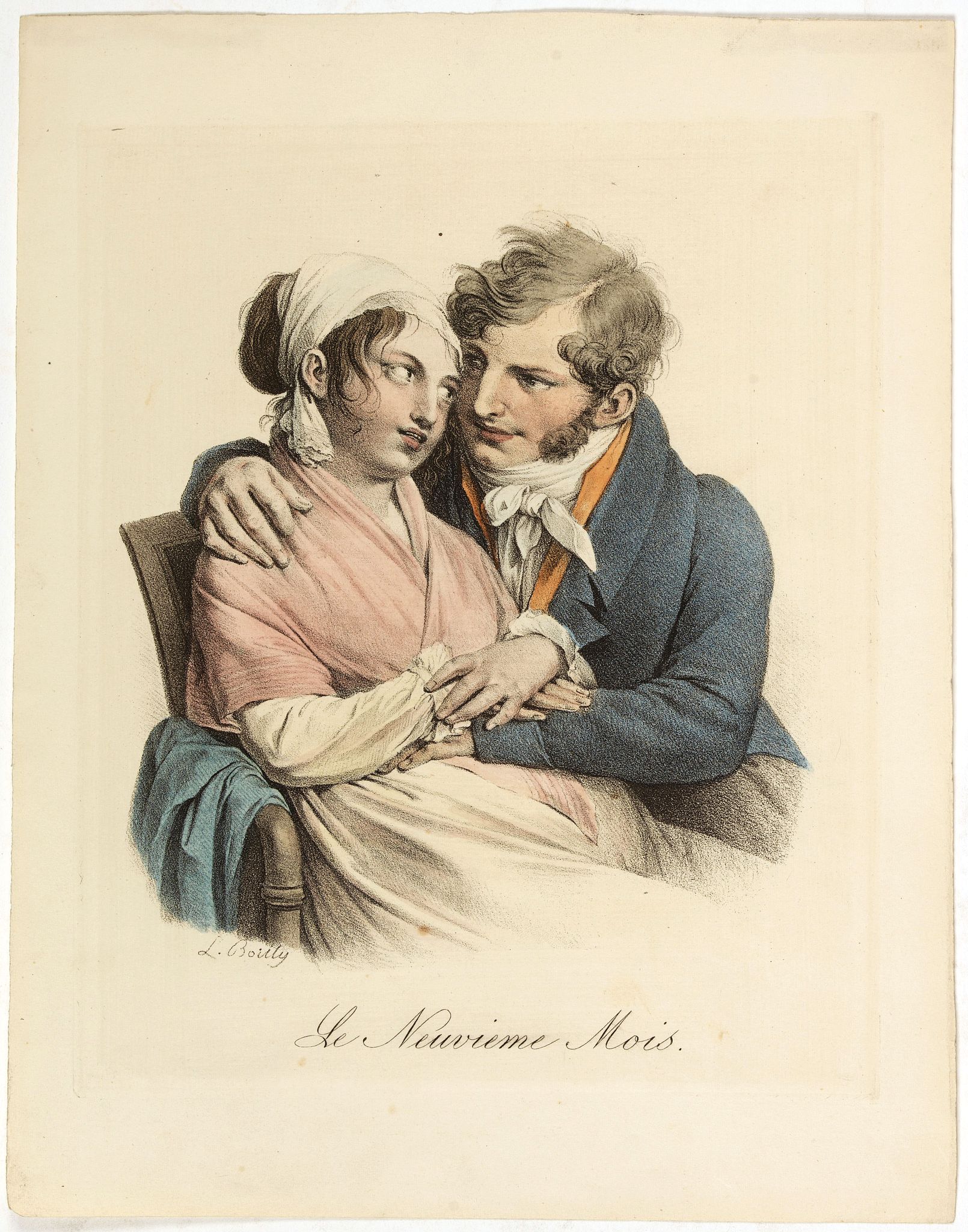 BOILLY, L., Le Neuvieme Mois., antique map, old maps