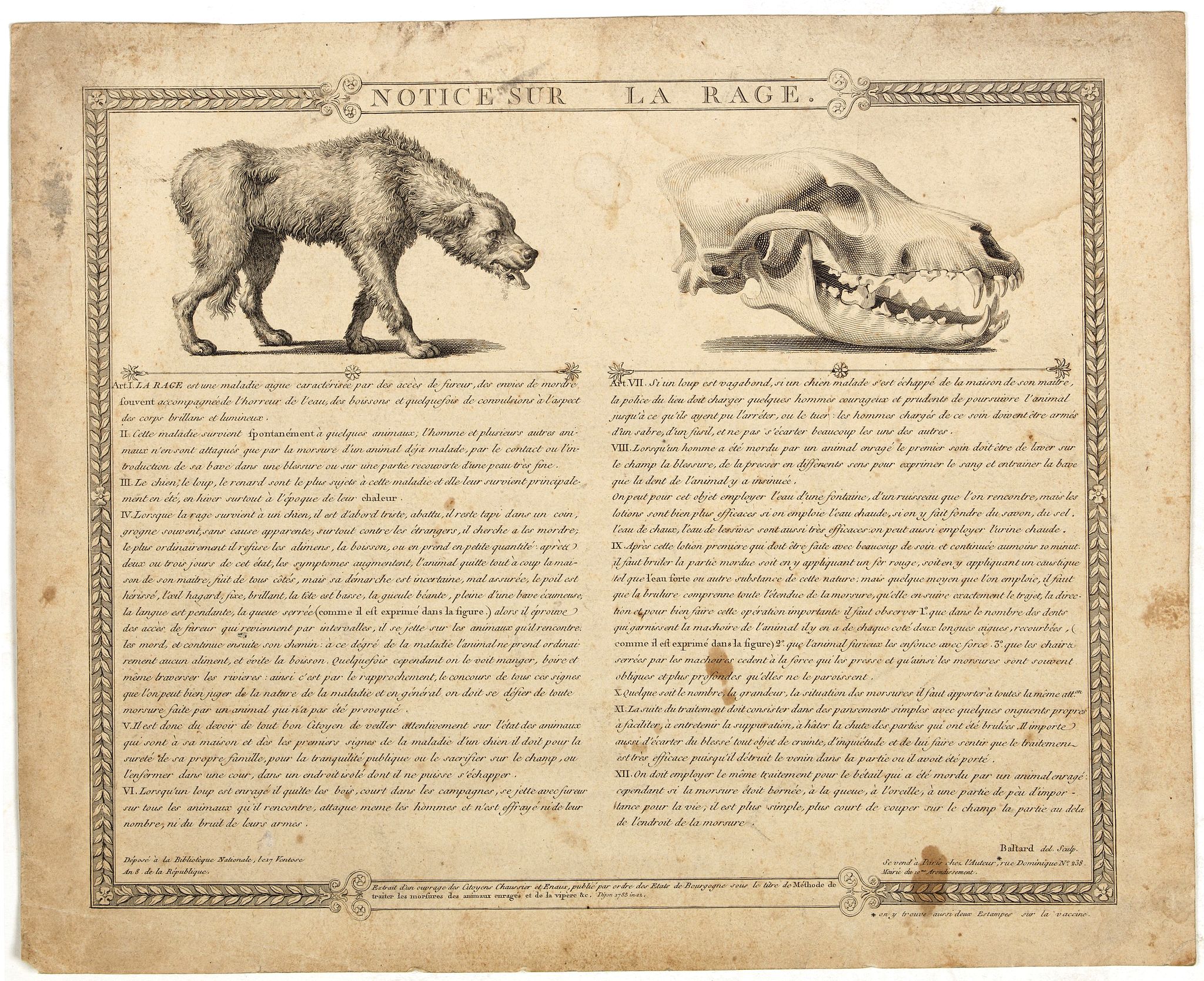 BALTARD, LP., Notice sur la Rage. (together with) Secours à donner aux noyés. (together with) Secours pour les enfants qui naissent sans donner signe de vie., antique map, old maps
