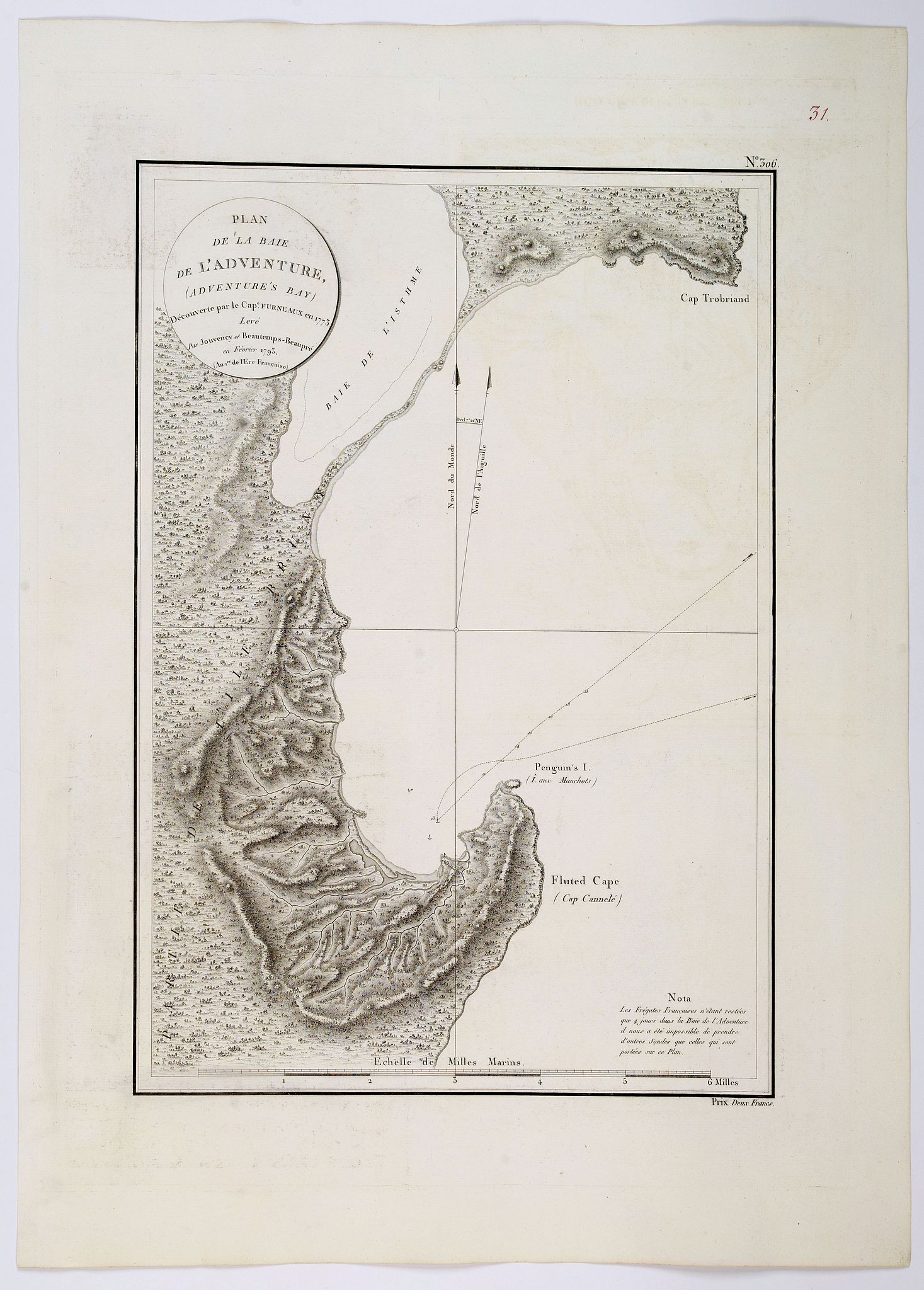 JOUVENCY / BEAUTEMPS-BEAUPRE., Plan de la Baie de L'Adventure. . ., antique map, old maps