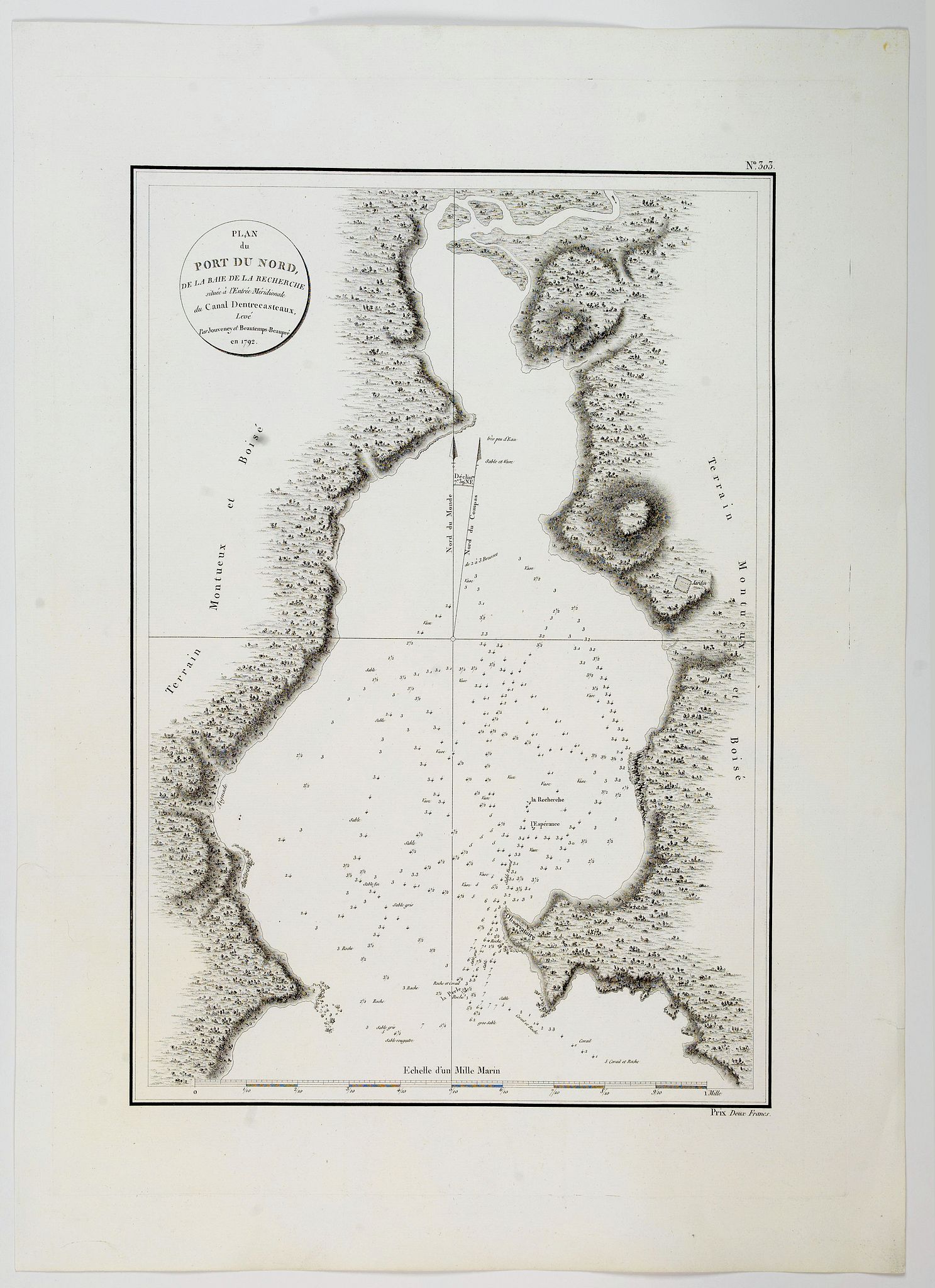 JOUVENCY / BEAUTEMPS-BEAUPRE., Plan du Port du Nord de la Baie de la Recherche., antique map, old maps