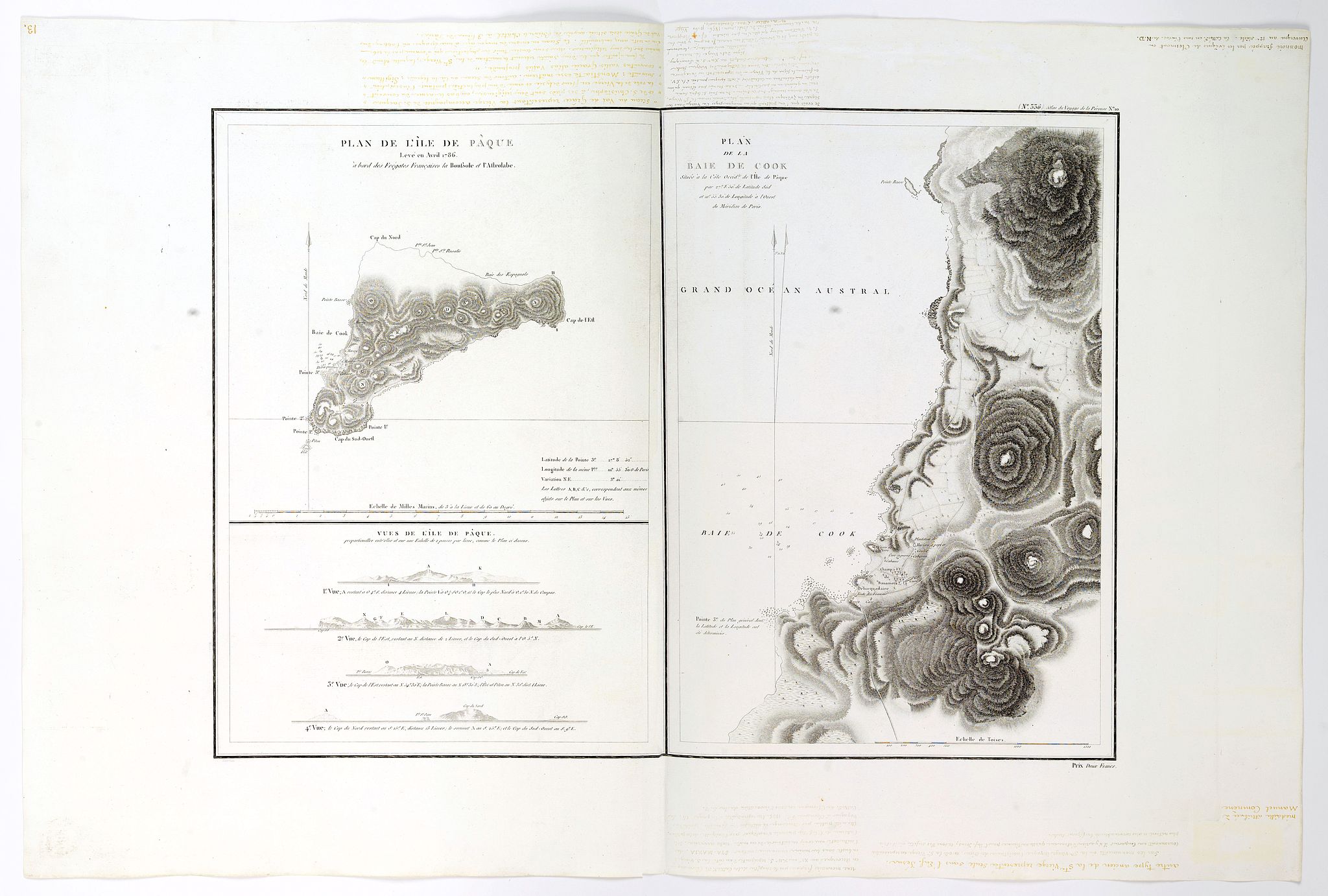 LA PEROUSE, J-F. / BEAUTEMPS-BEAUPRE, C.-F.,, Plan de L'Isle de Paque / Plan de la Baie de Cook., antique map, old maps