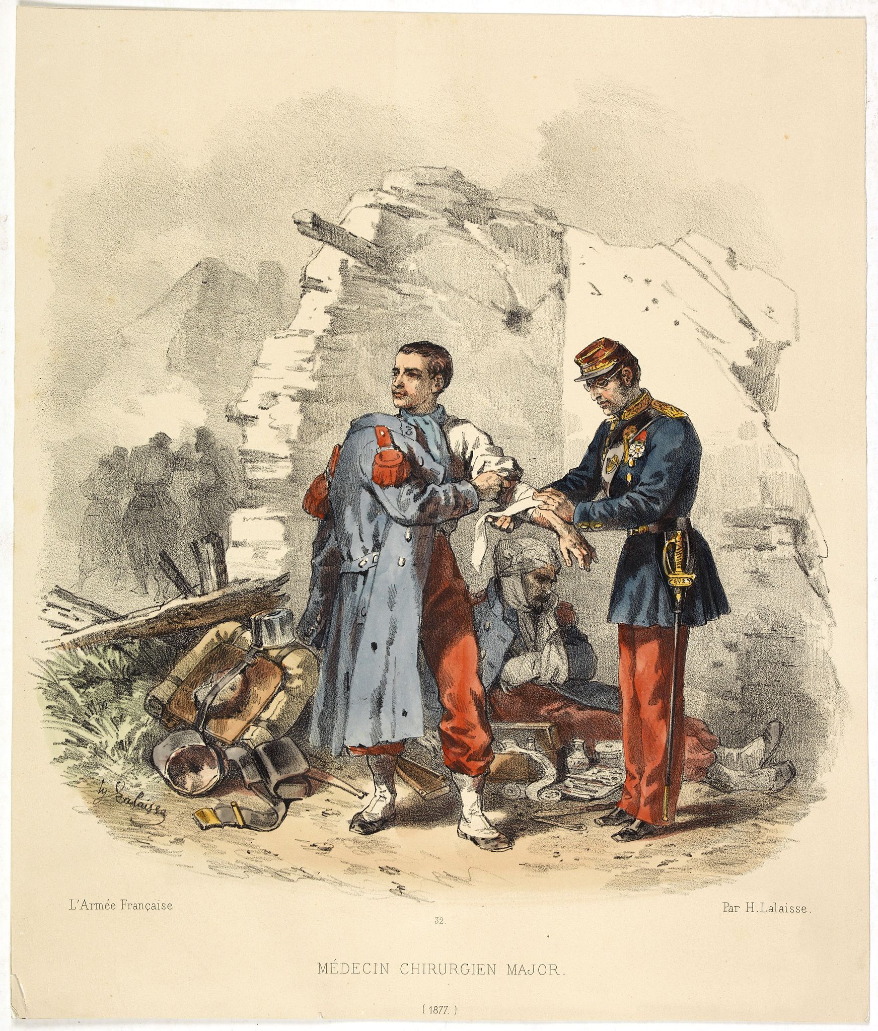 LALAISSE, H., L'Armée Française - Medecin chirurgien Major. (Pl 32), antique map, old maps